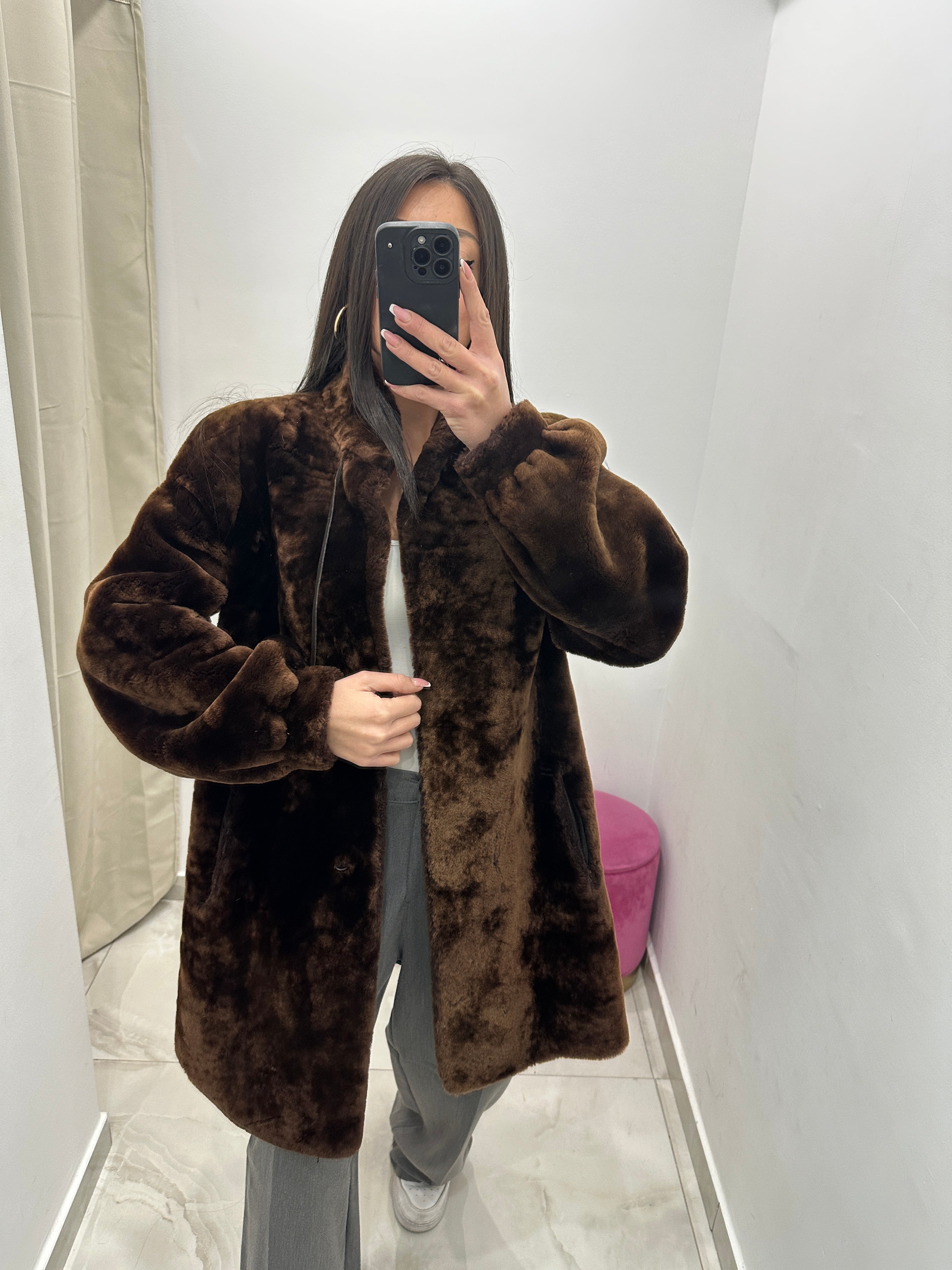 Pelliccia vera vintage in promo marrone