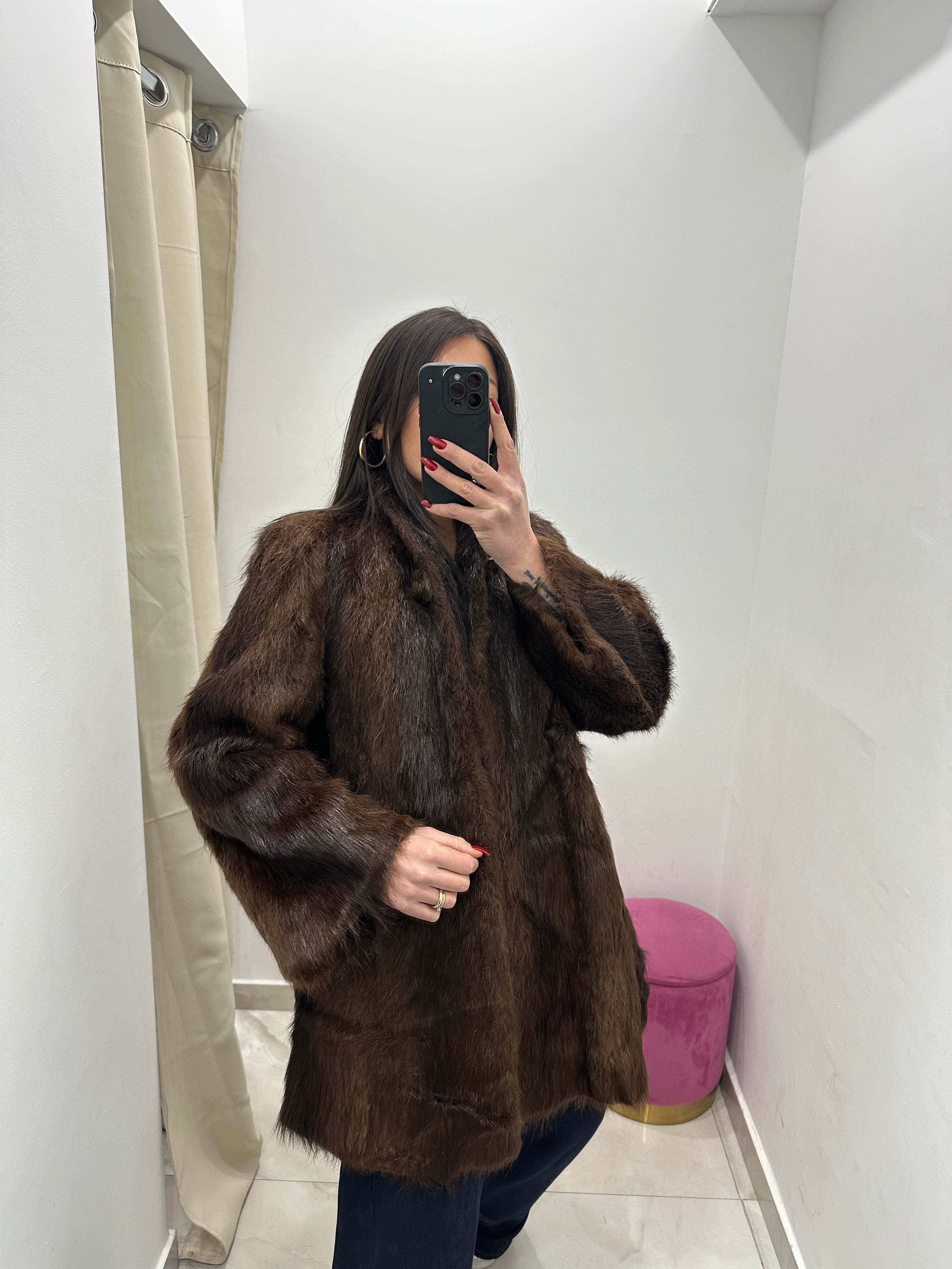 Pelliccia vera vintage marrone