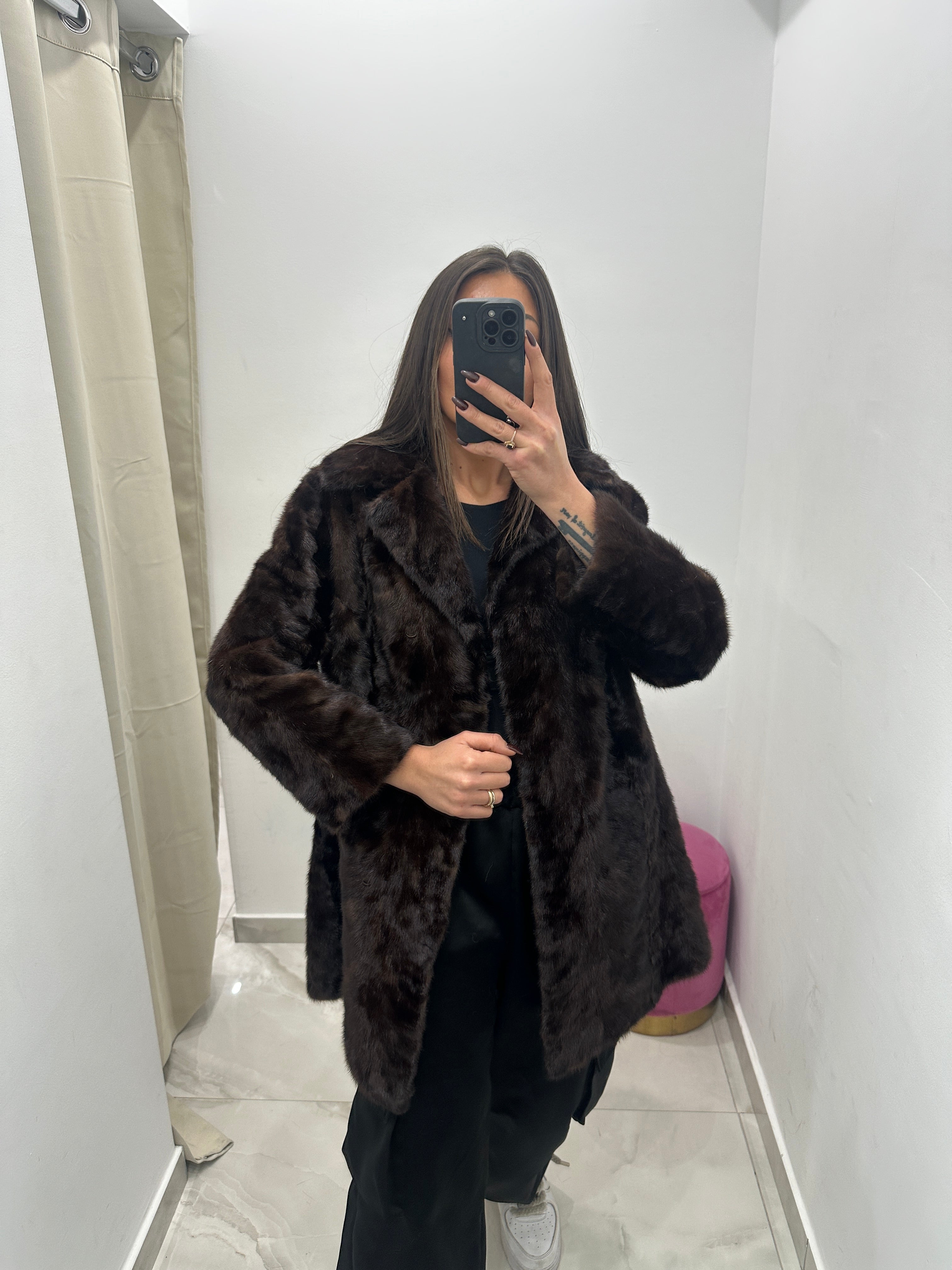 Pelliccia vera vintage marrone scuro