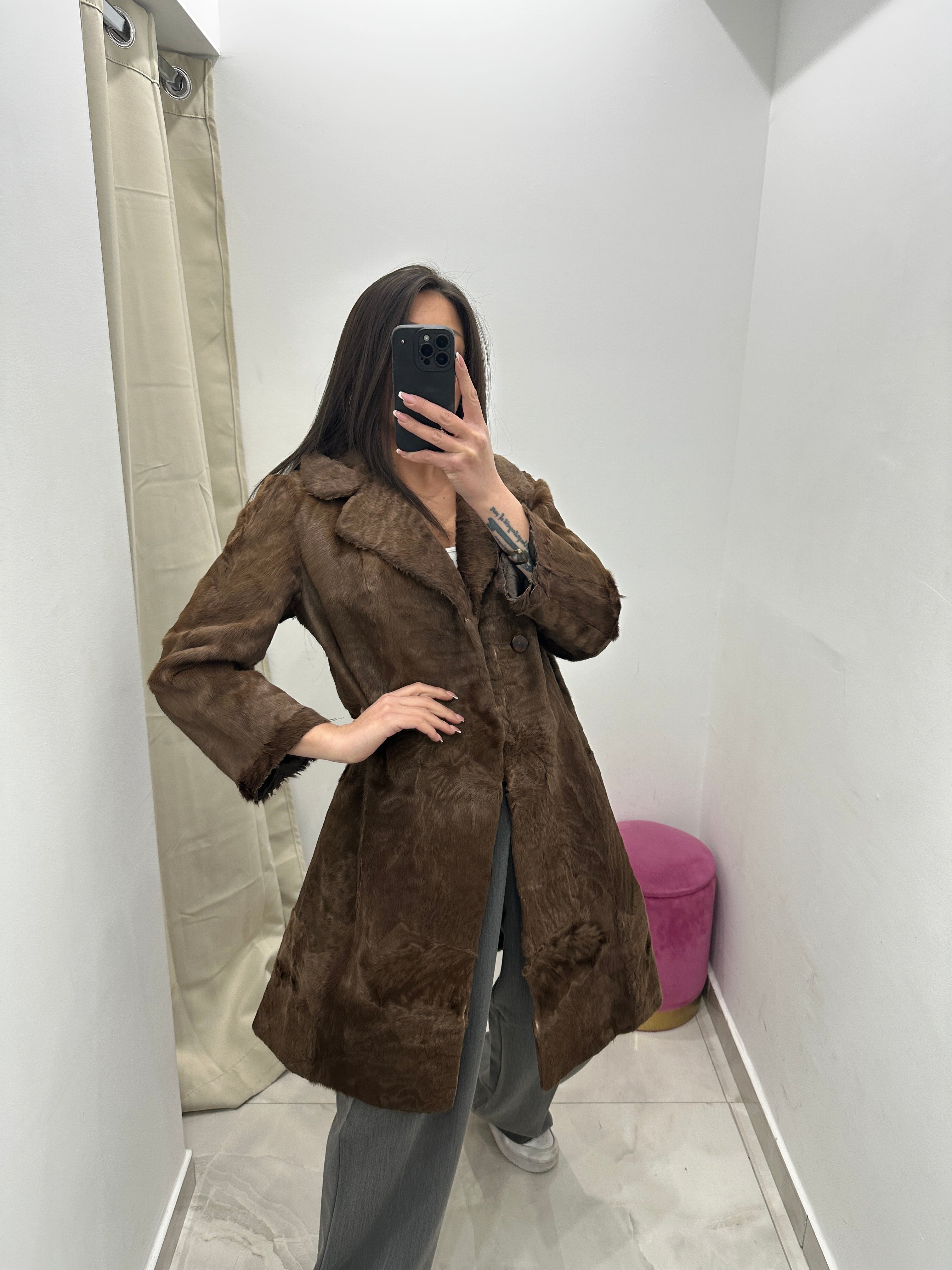 Pelliccia vera vintage in promo marrone
