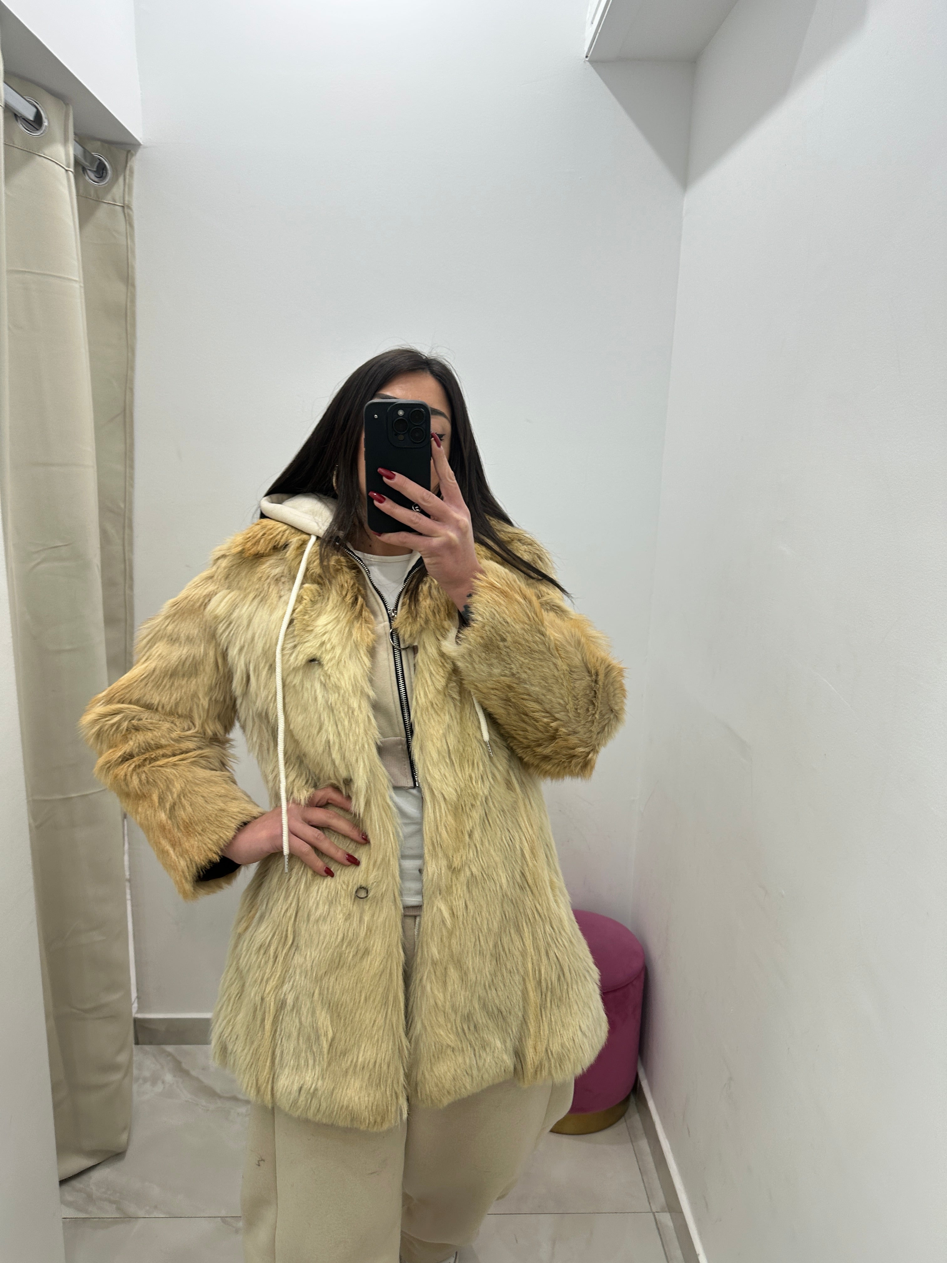Pelliccia vera vintage panna