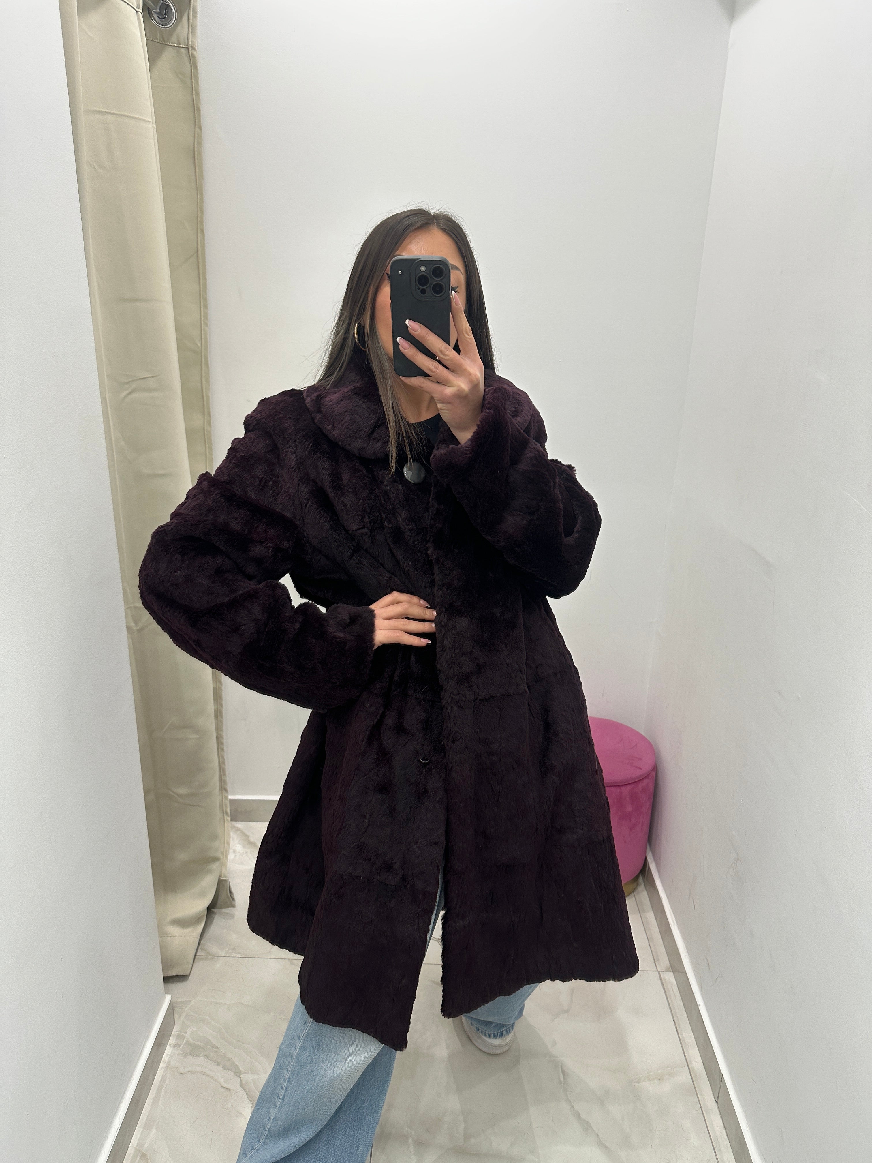 Pelliccia vera vintage viola