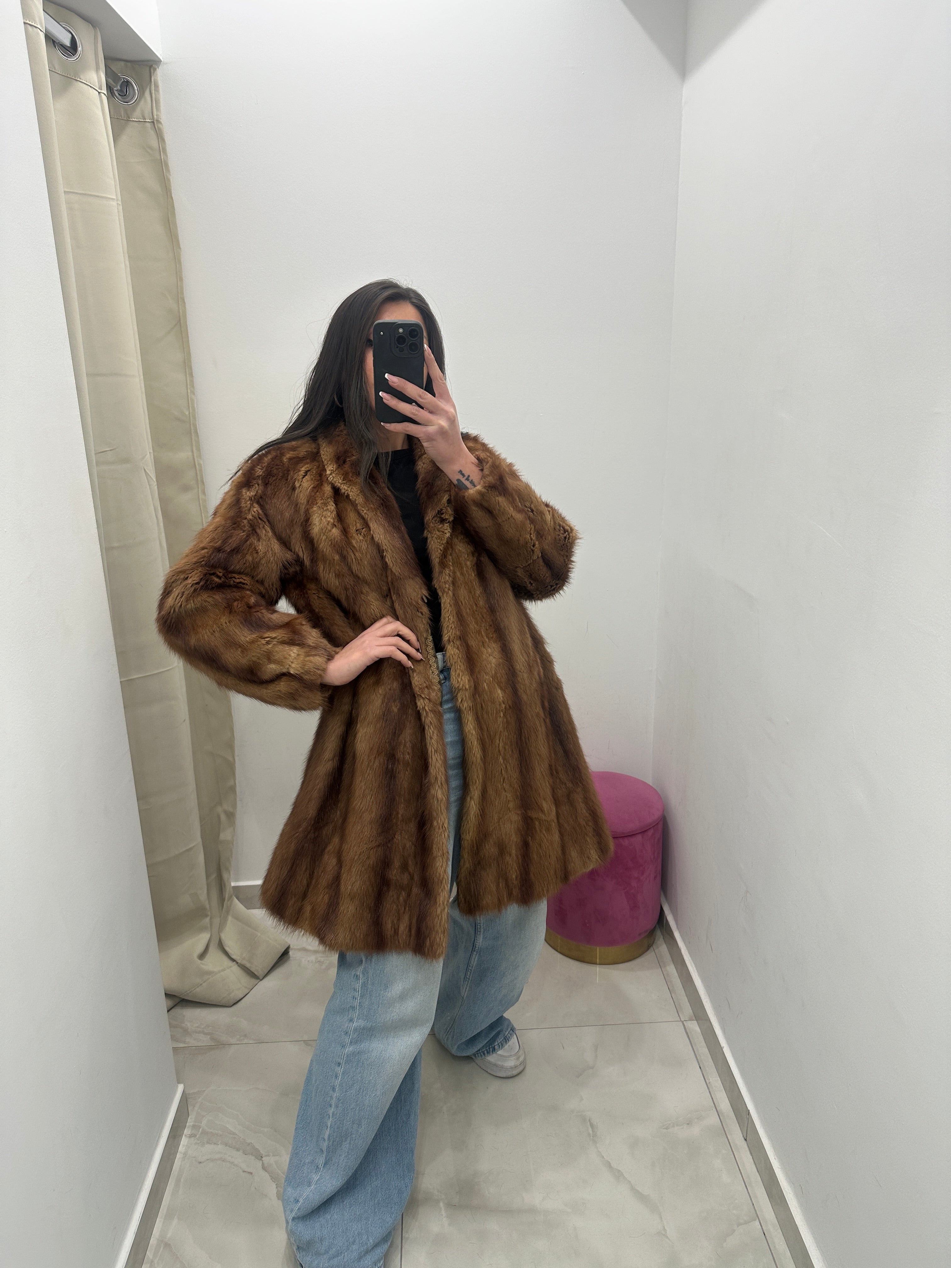 Pelliccia vera vintage miele