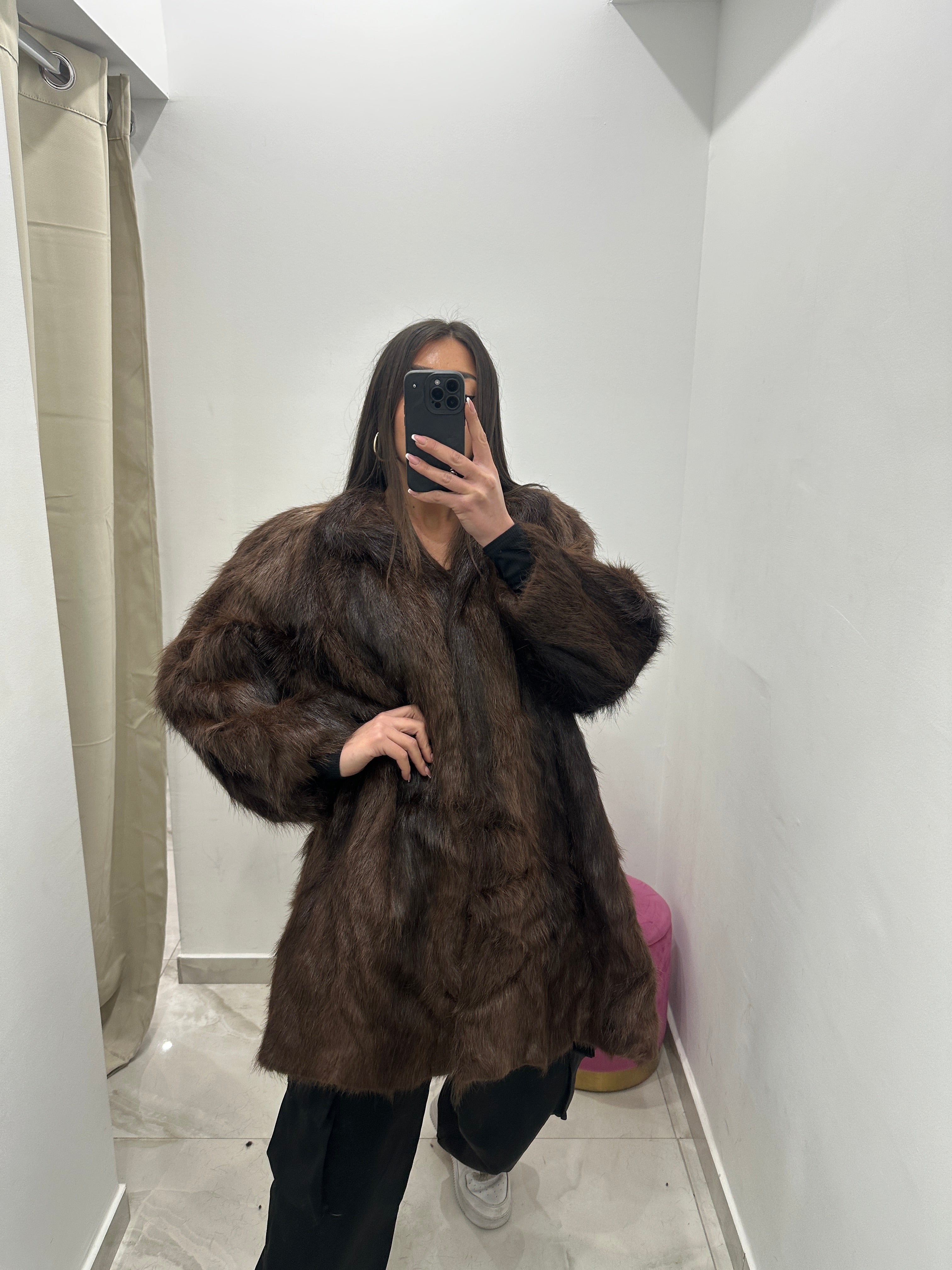 Pelliccia vera vintage marrone