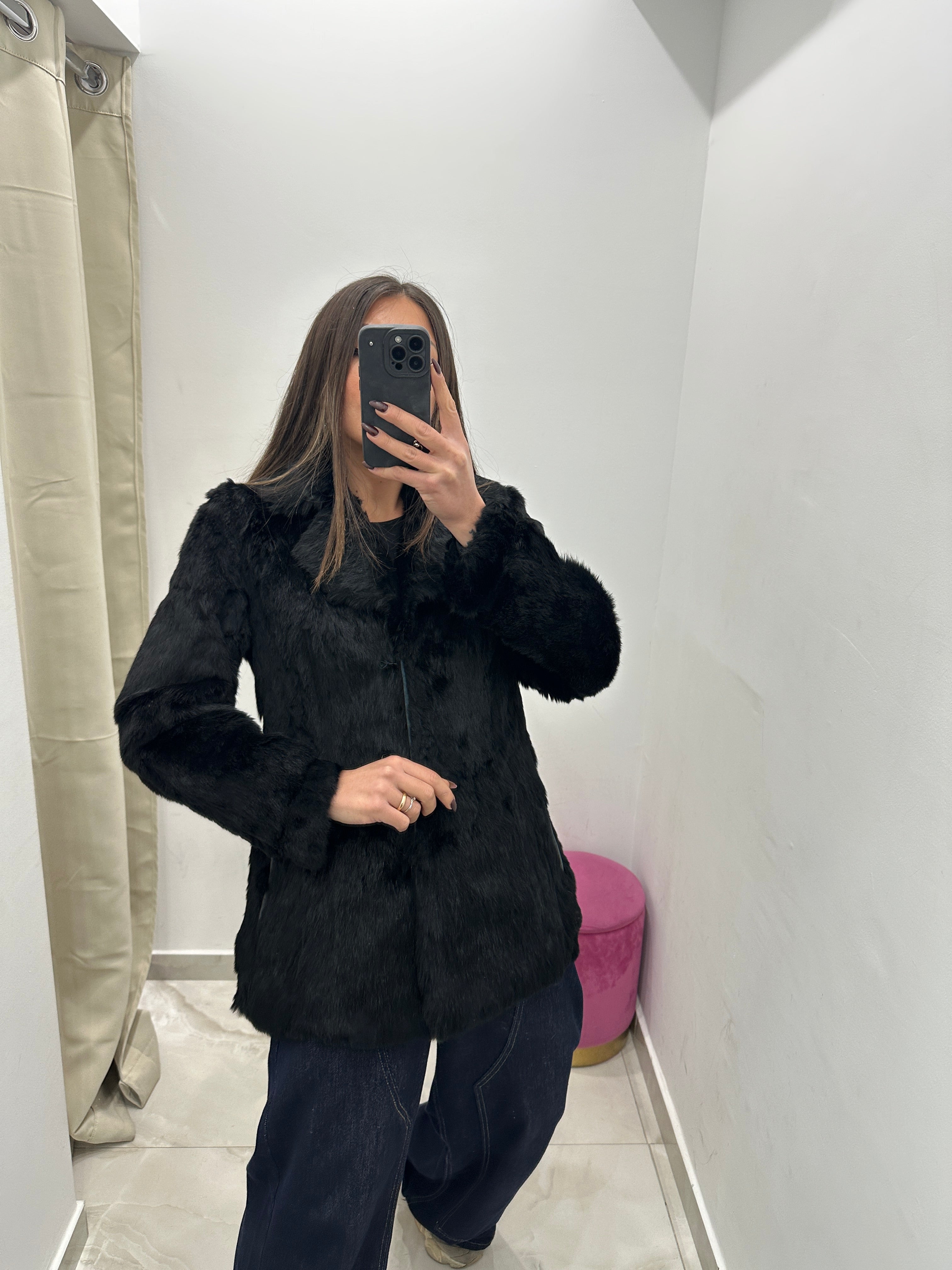 Pelliccia vera vintage nera