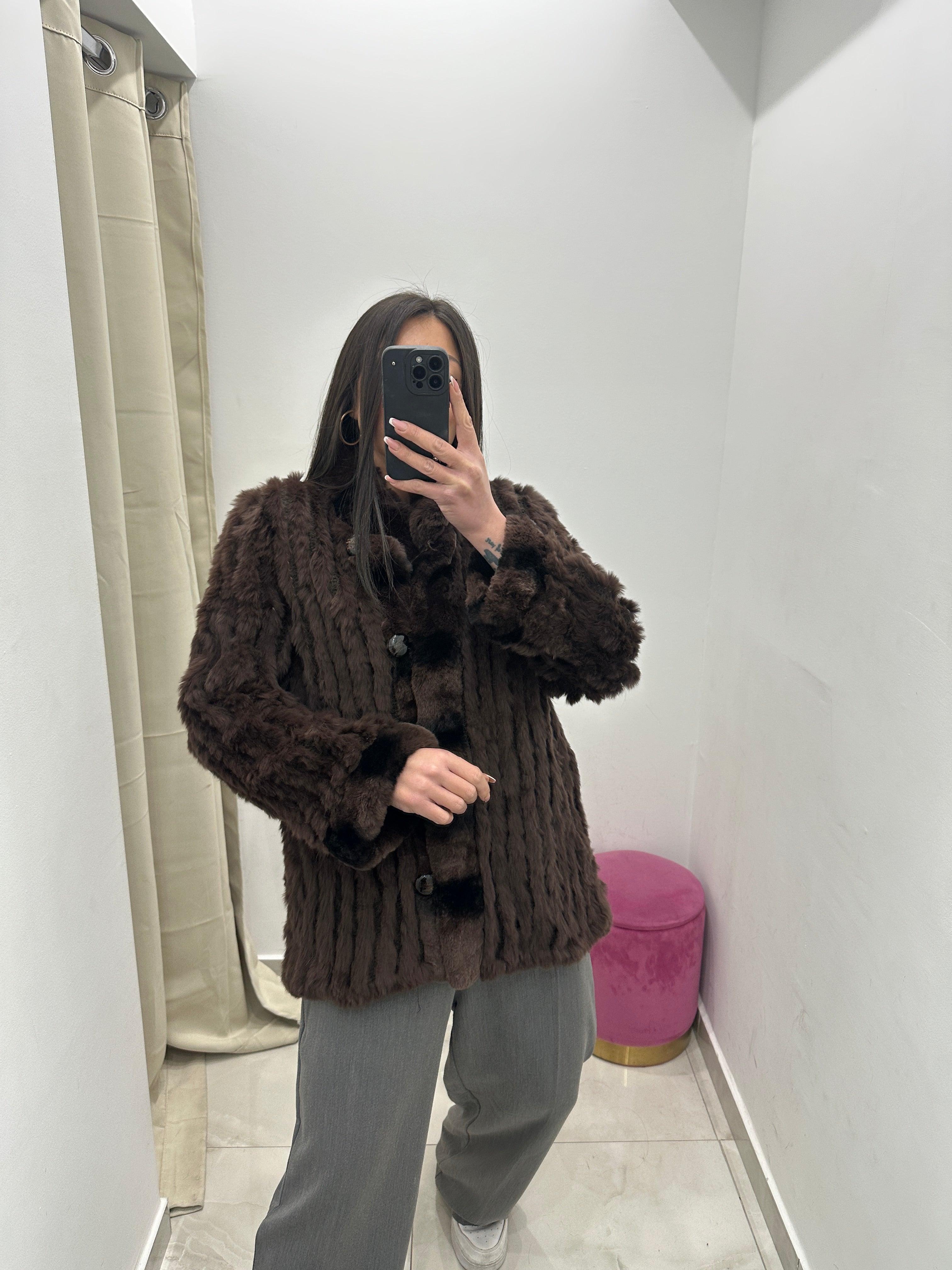 Pelliccia vera vintage in promo marrone