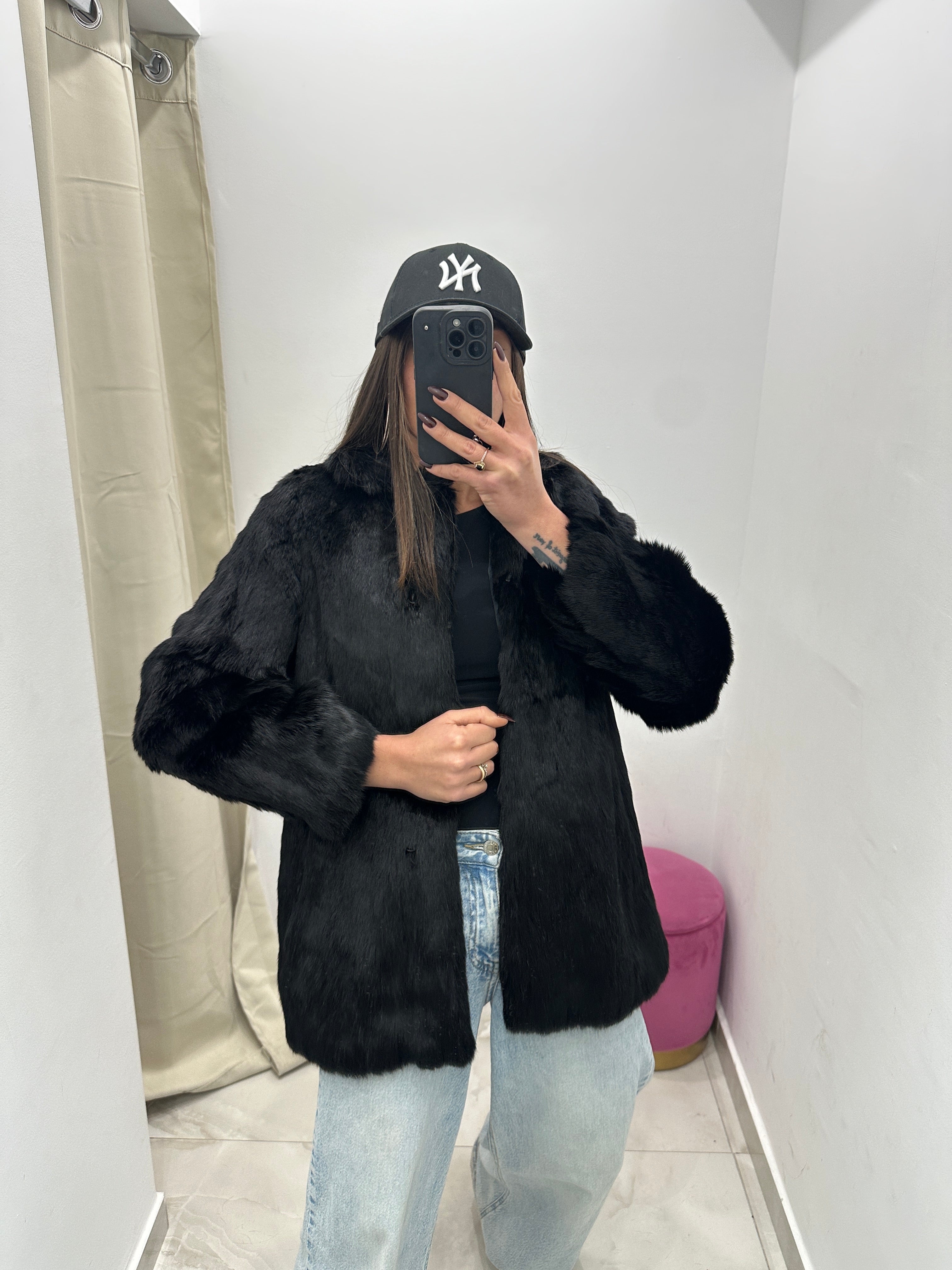 Pelliccia vera vintage nera