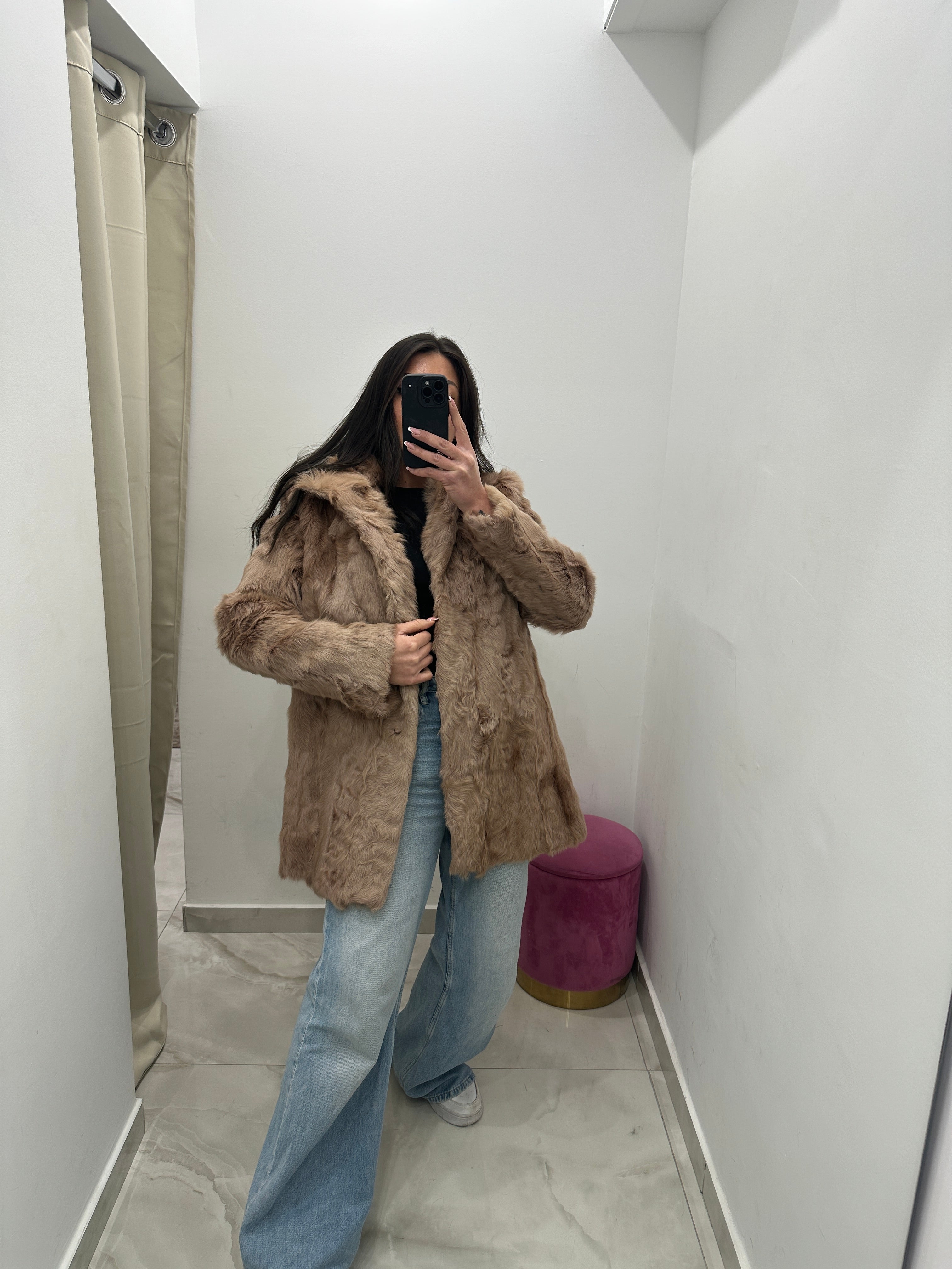 Pelliccia vera vintage beige