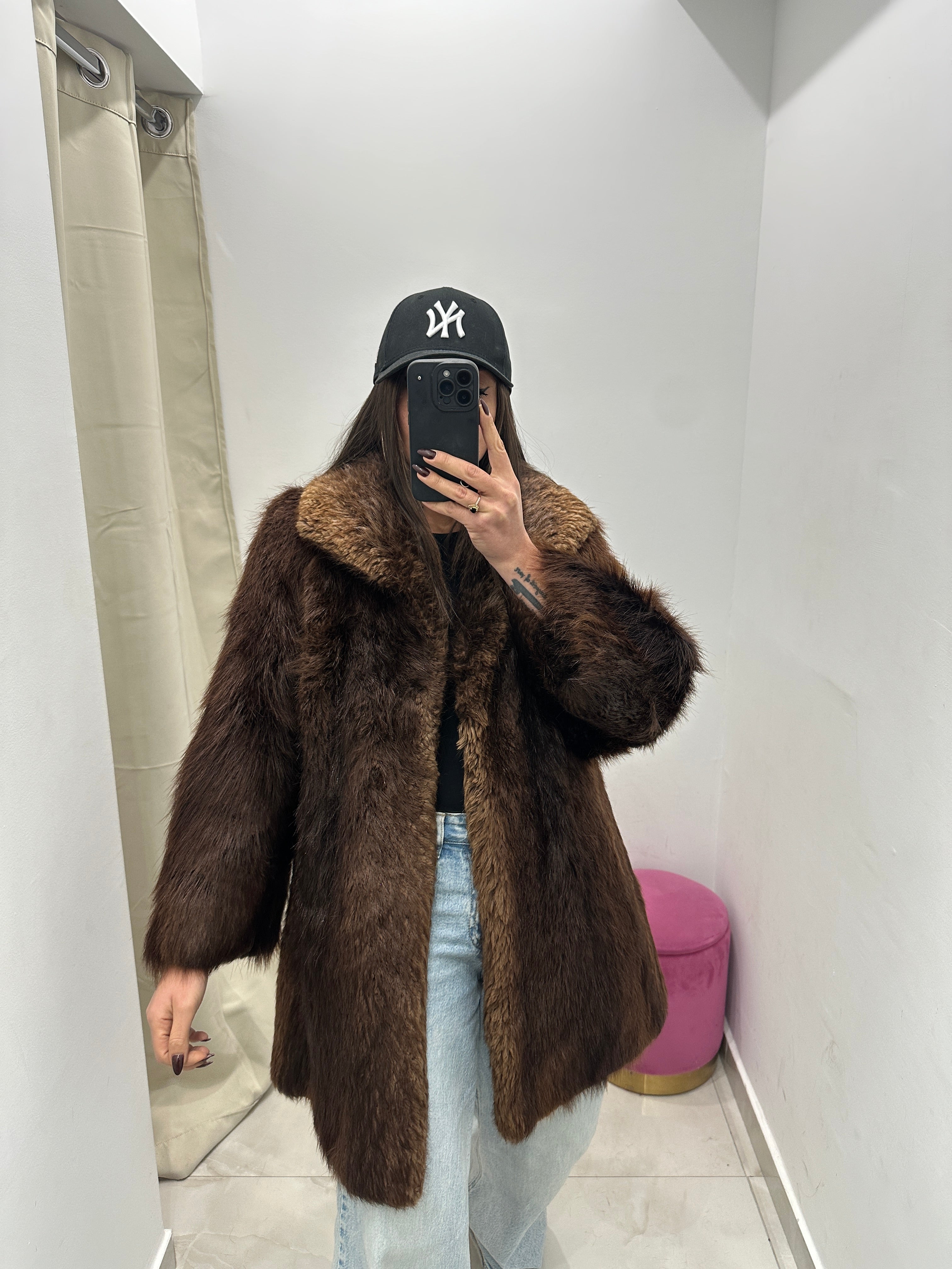 Pelliccia vera vintage marrone