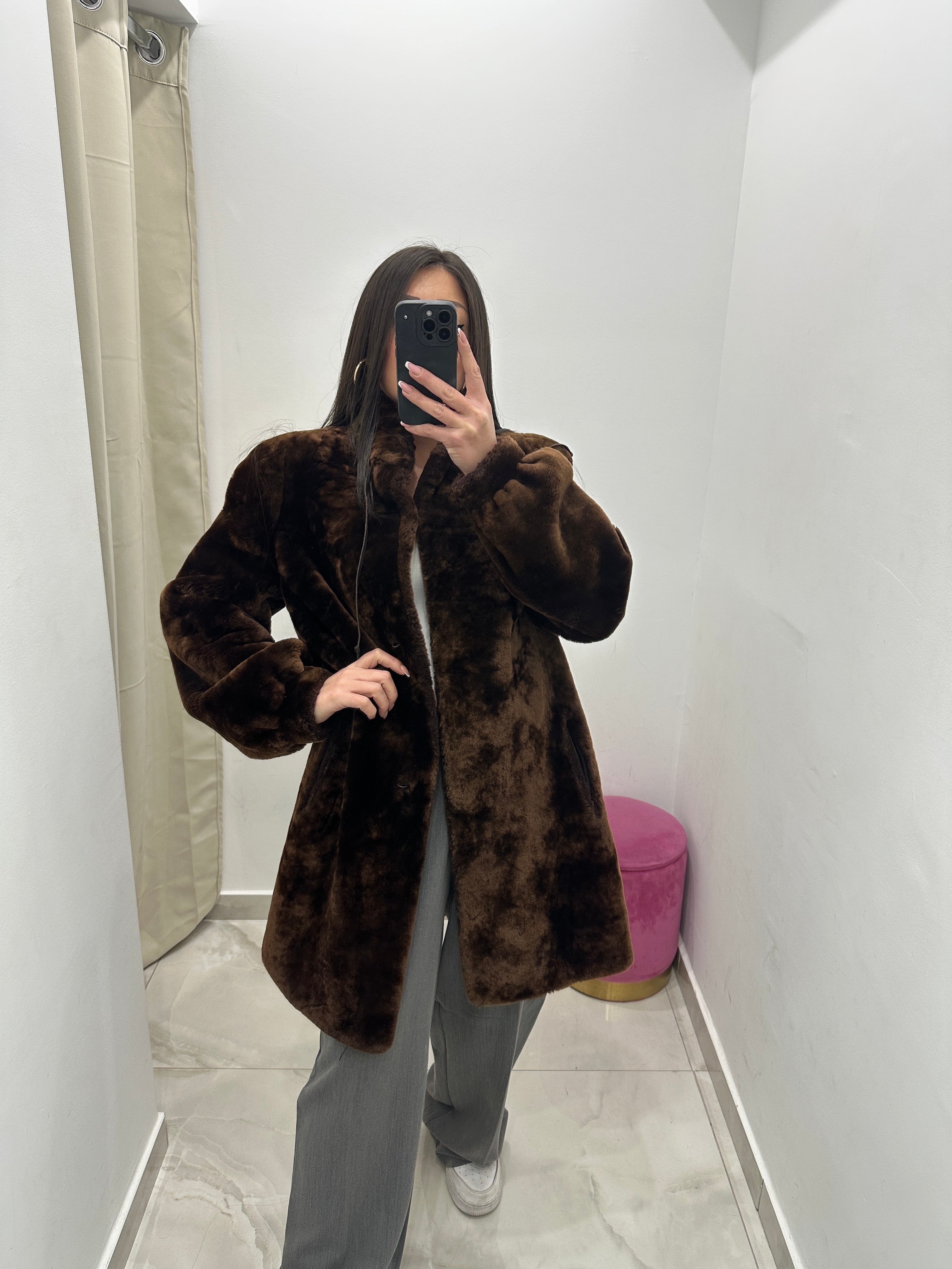 Pelliccia vera vintage in promo marrone