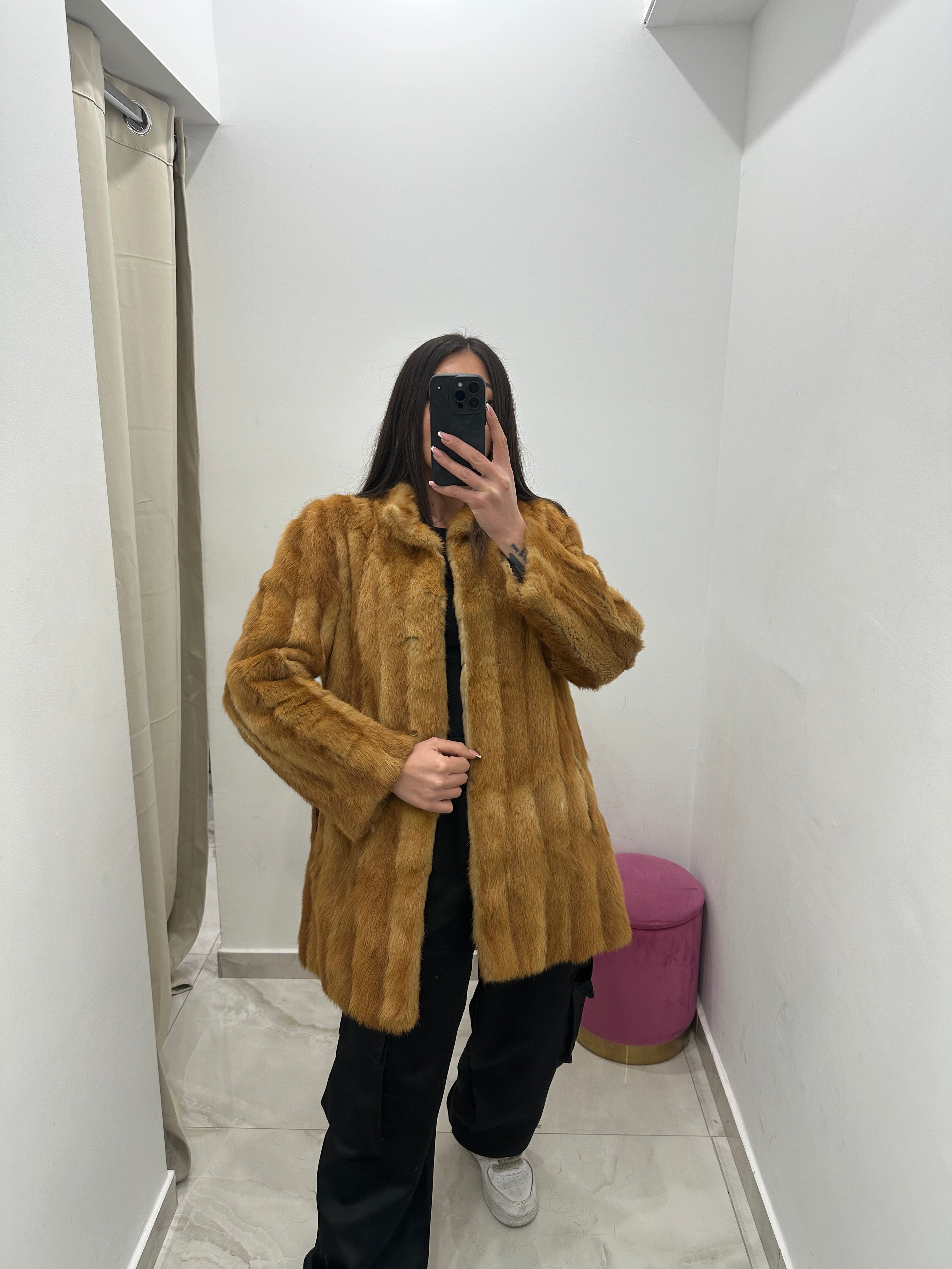 Pelliccia vera vintage miele