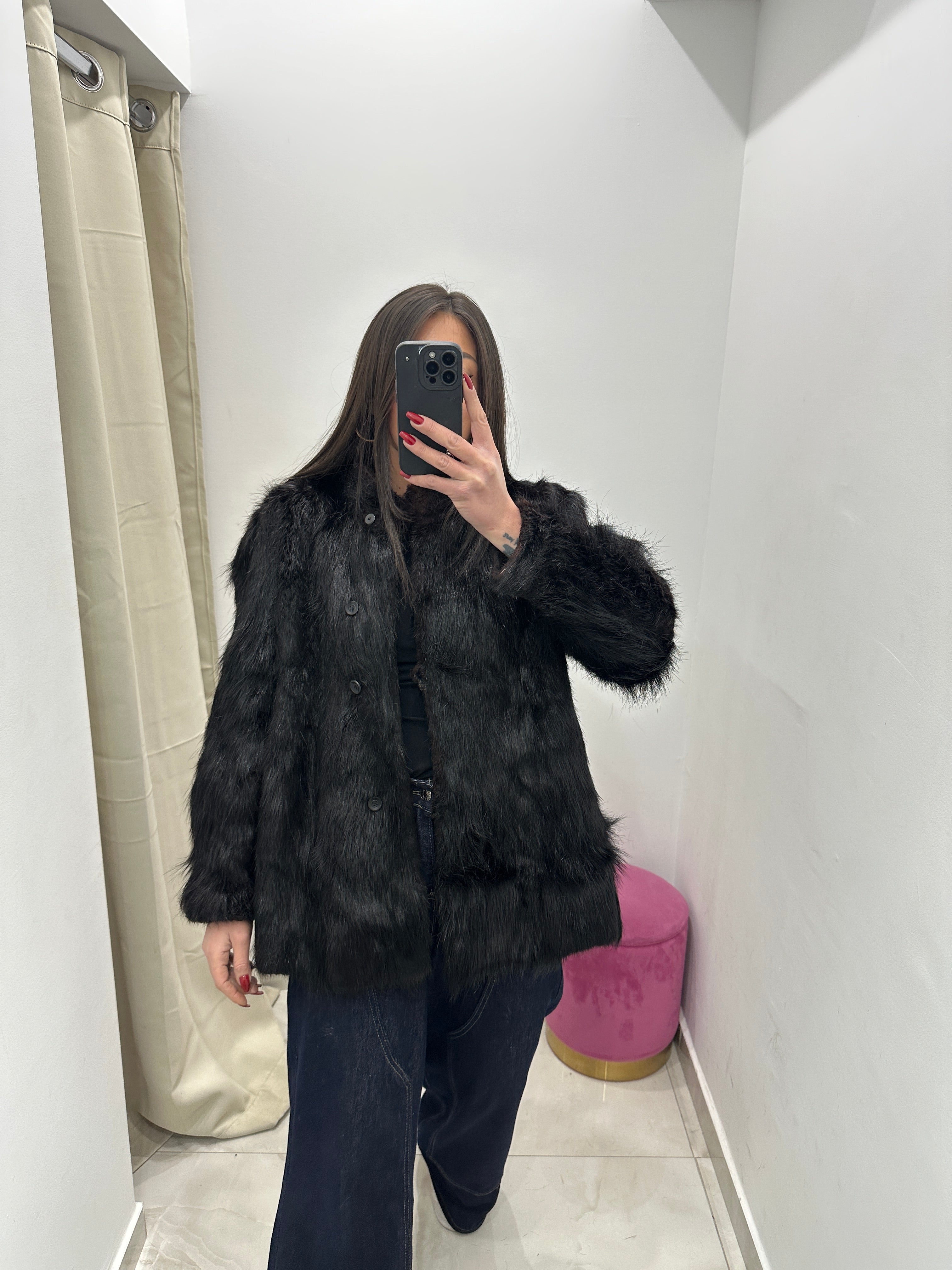 Pelliccia vera vintage nera