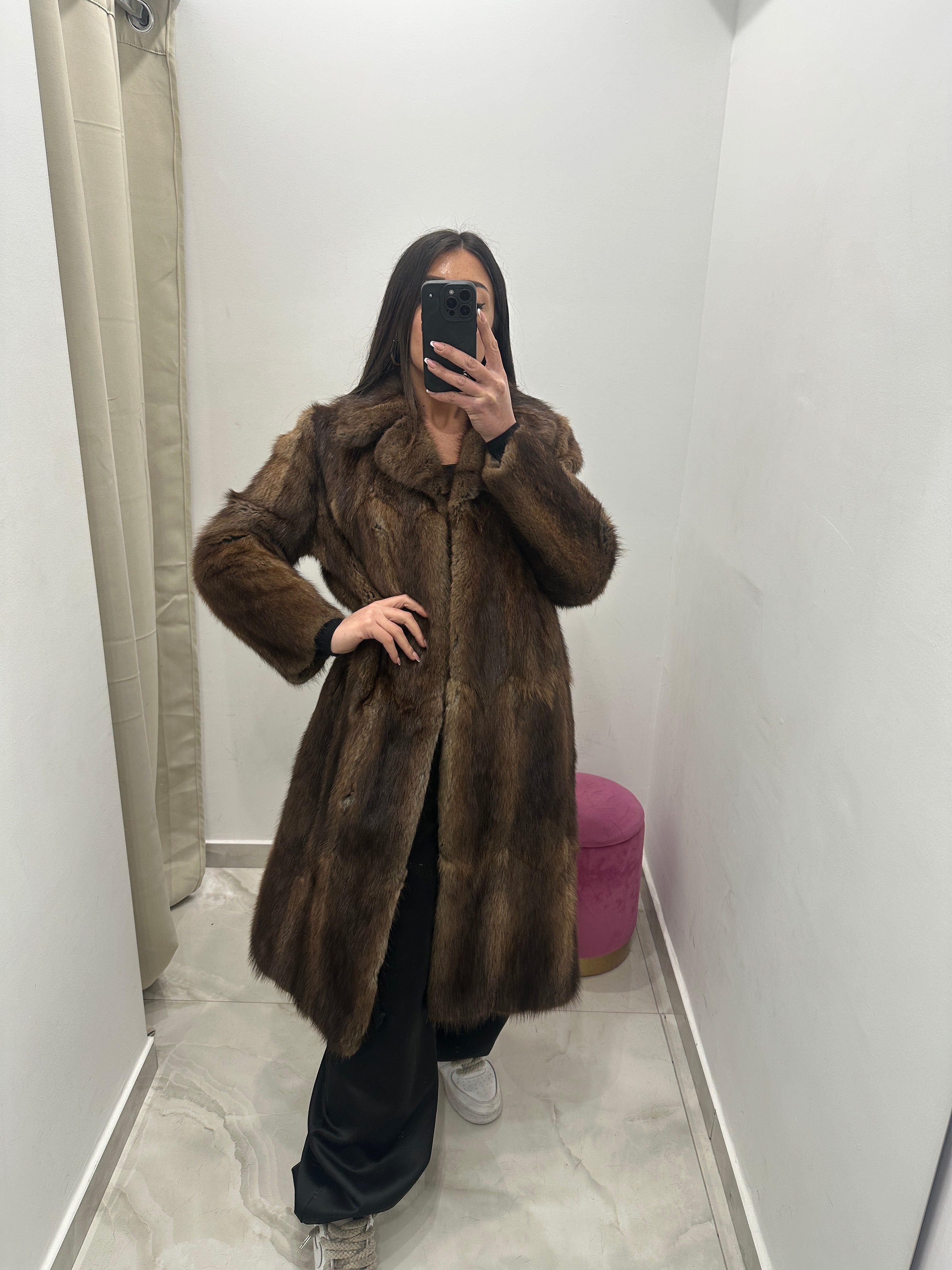 Pelliccia vera vintage miele scuro