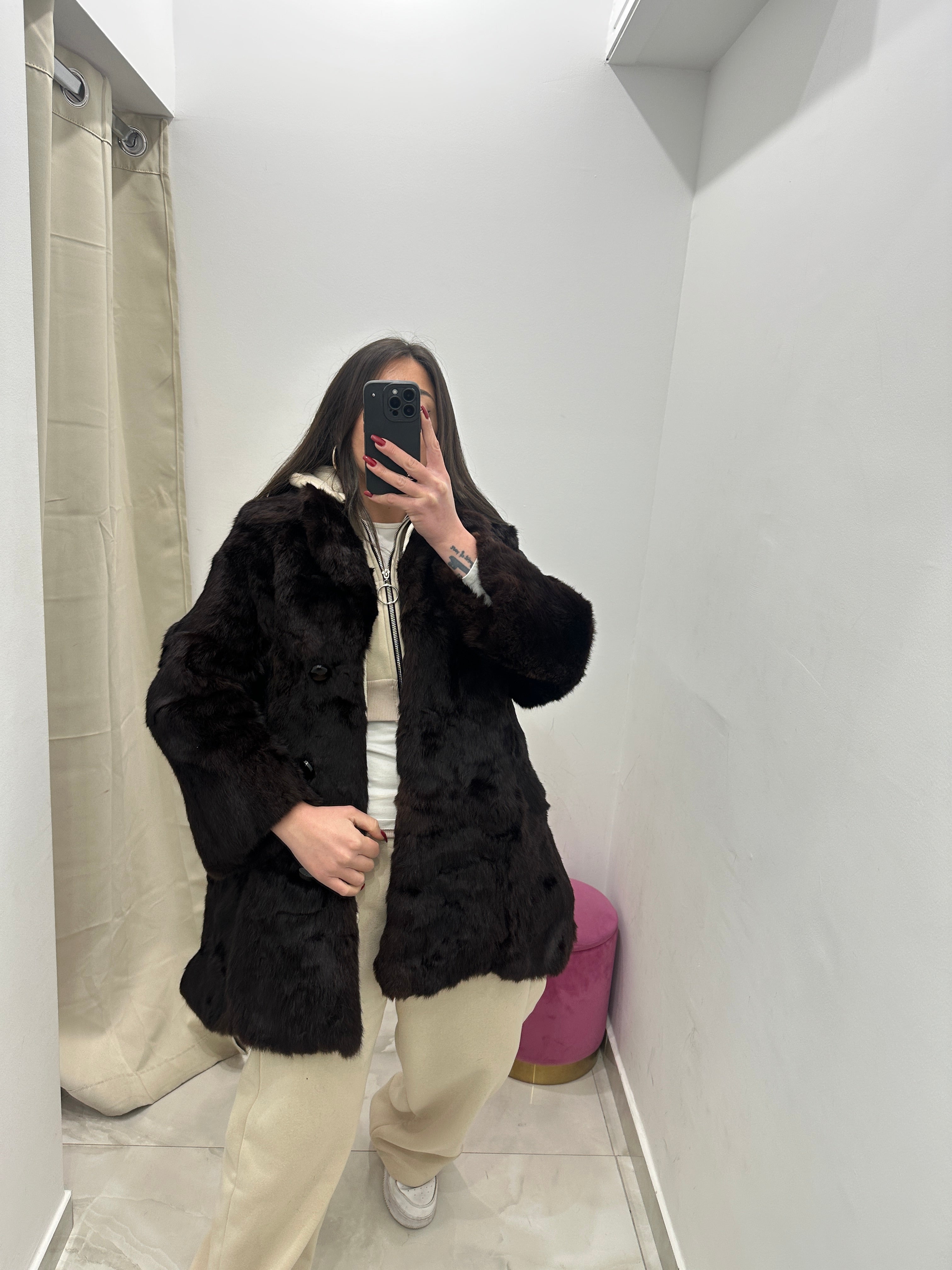 Pelliccia vera vintage marrone scuro