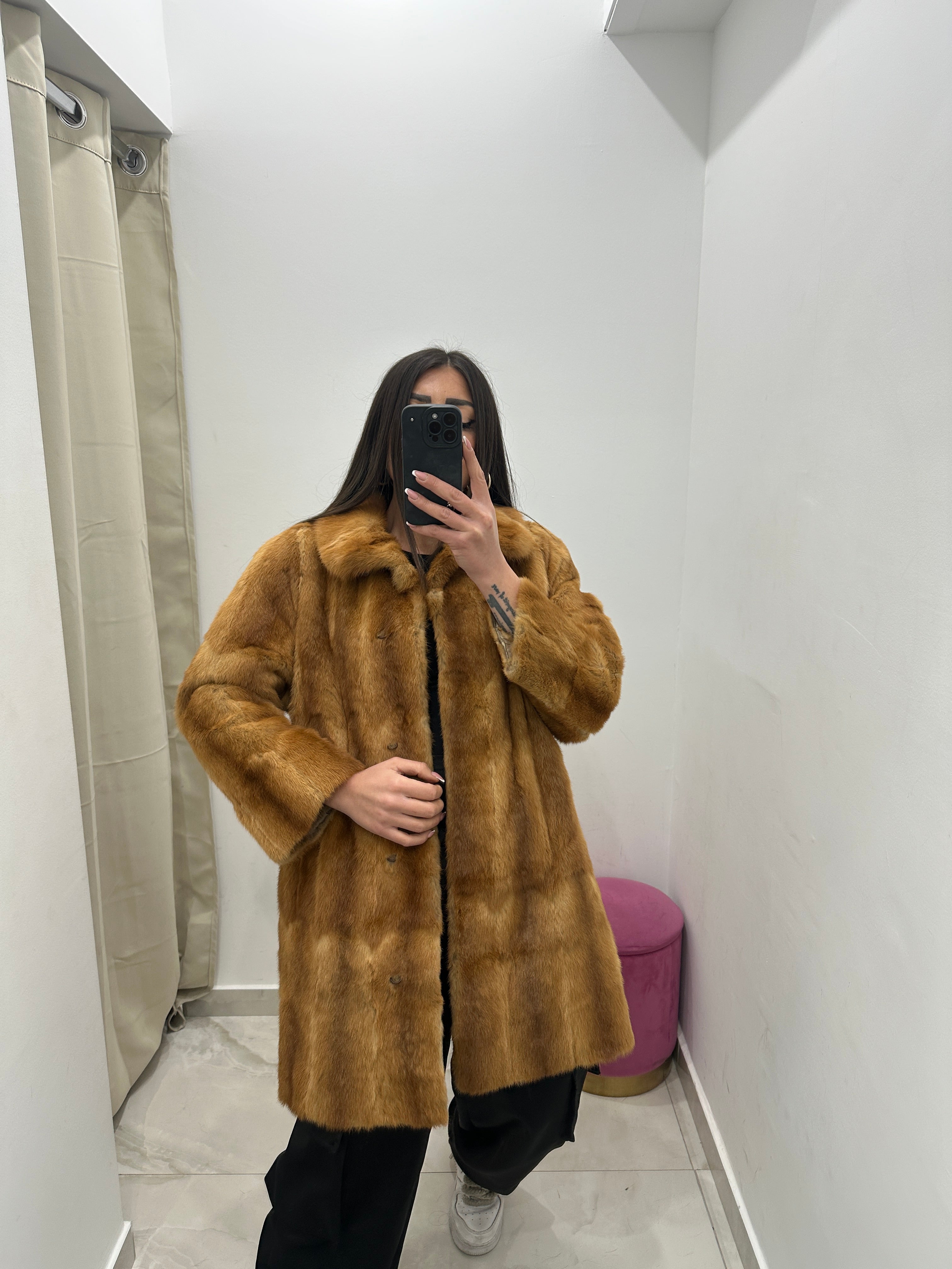 Pelliccia vera vintage miele