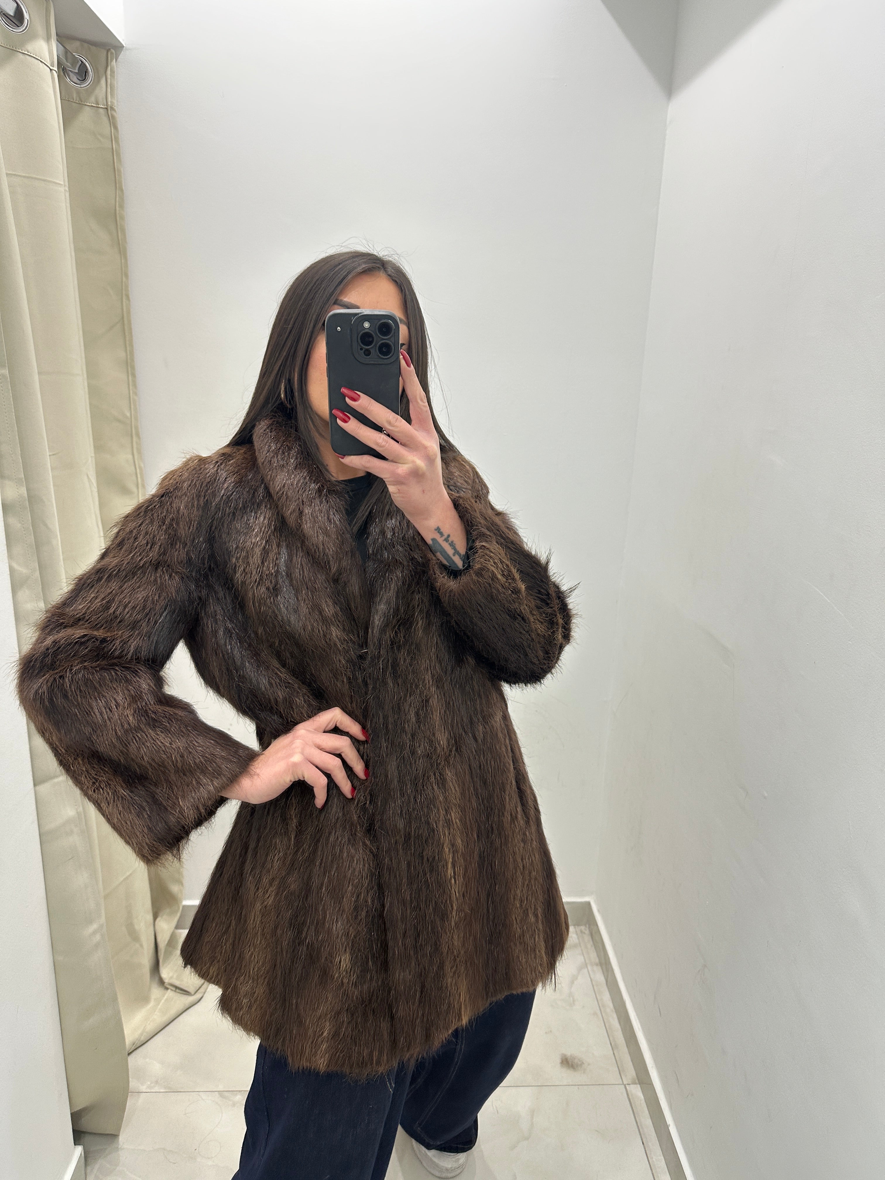 Pelliccia vera vintage marrone