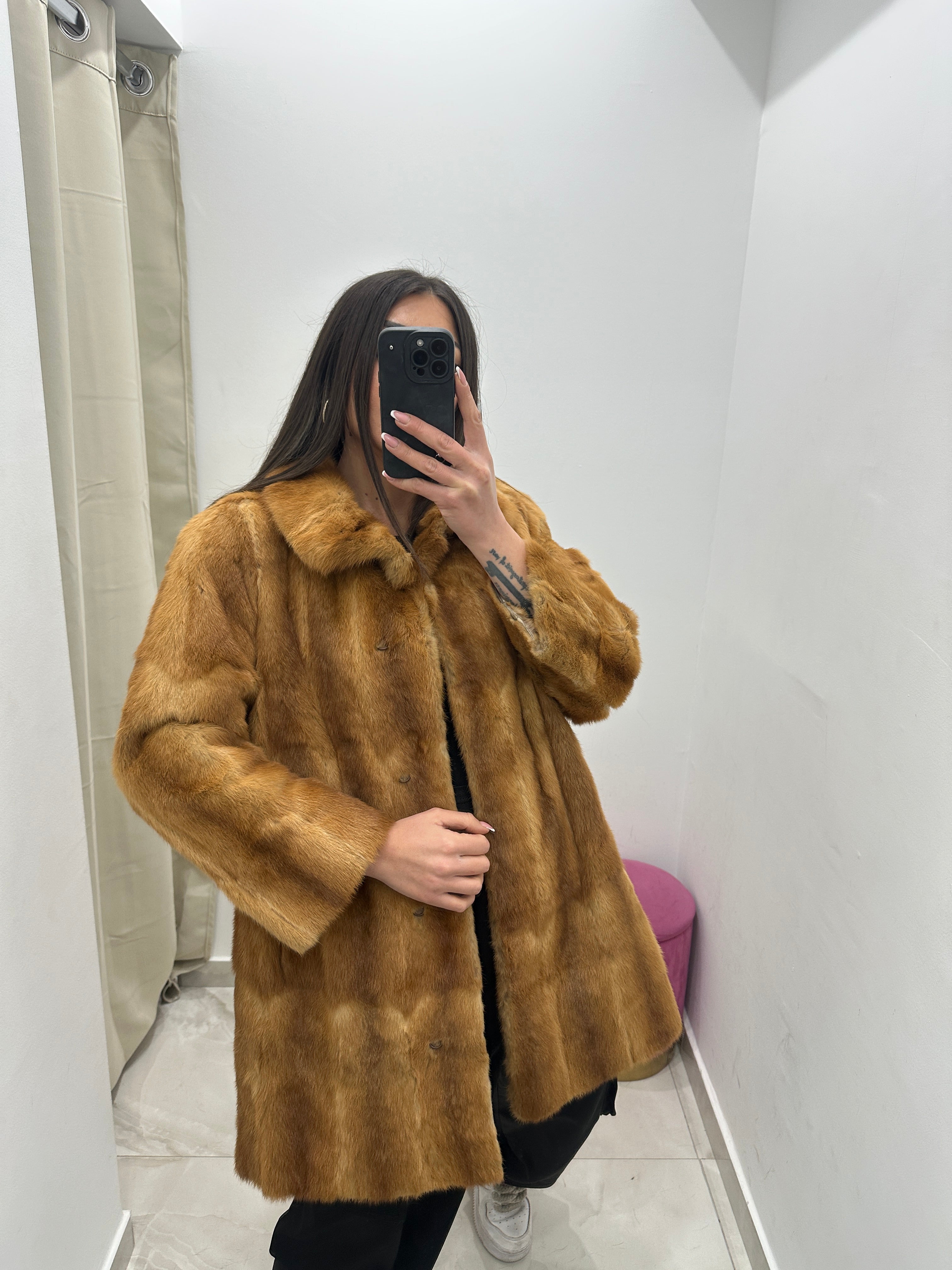 Pelliccia vera vintage miele