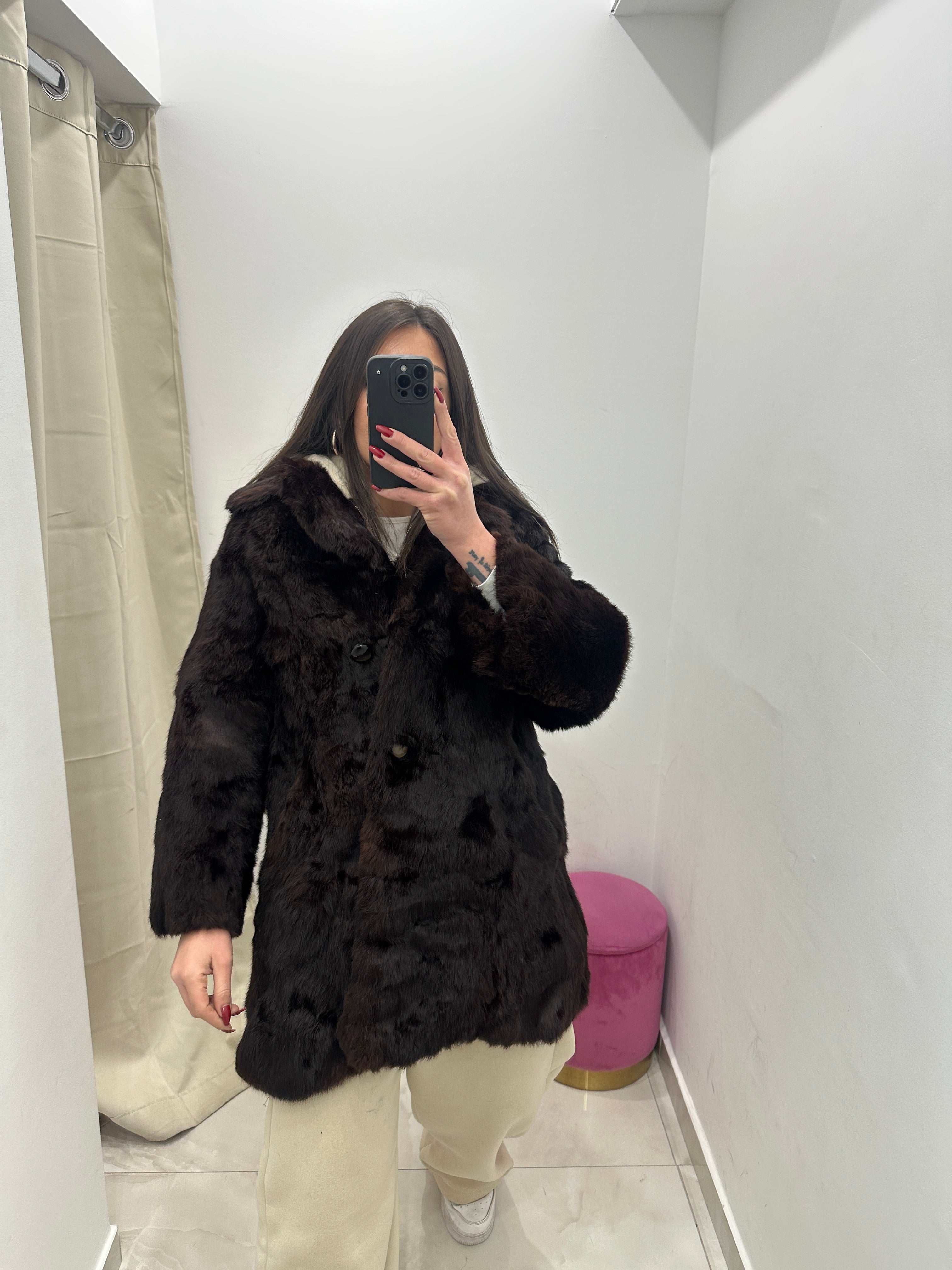 Pelliccia vera vintage marrone scuro