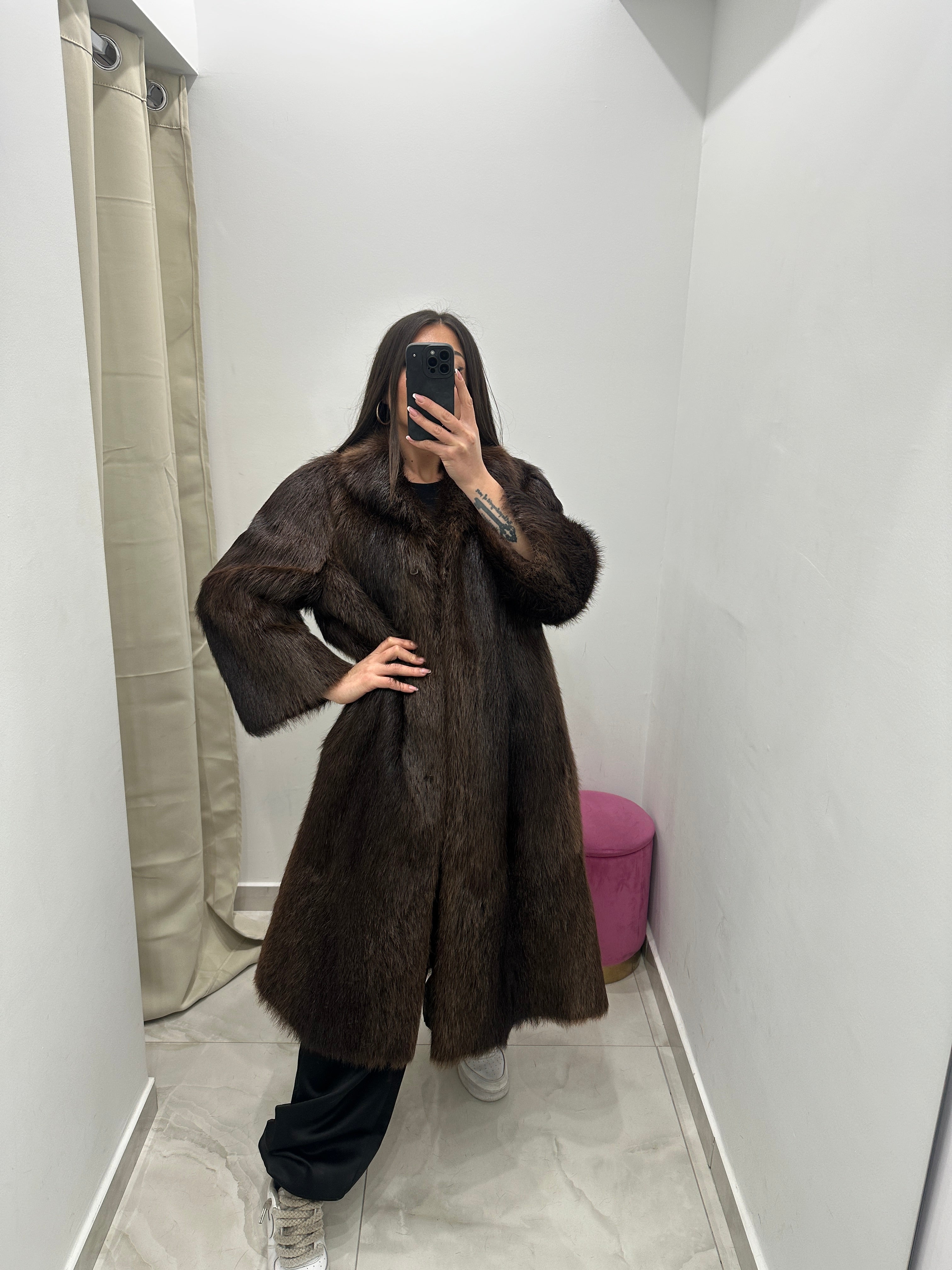 Pelliccia vera vintage marrone