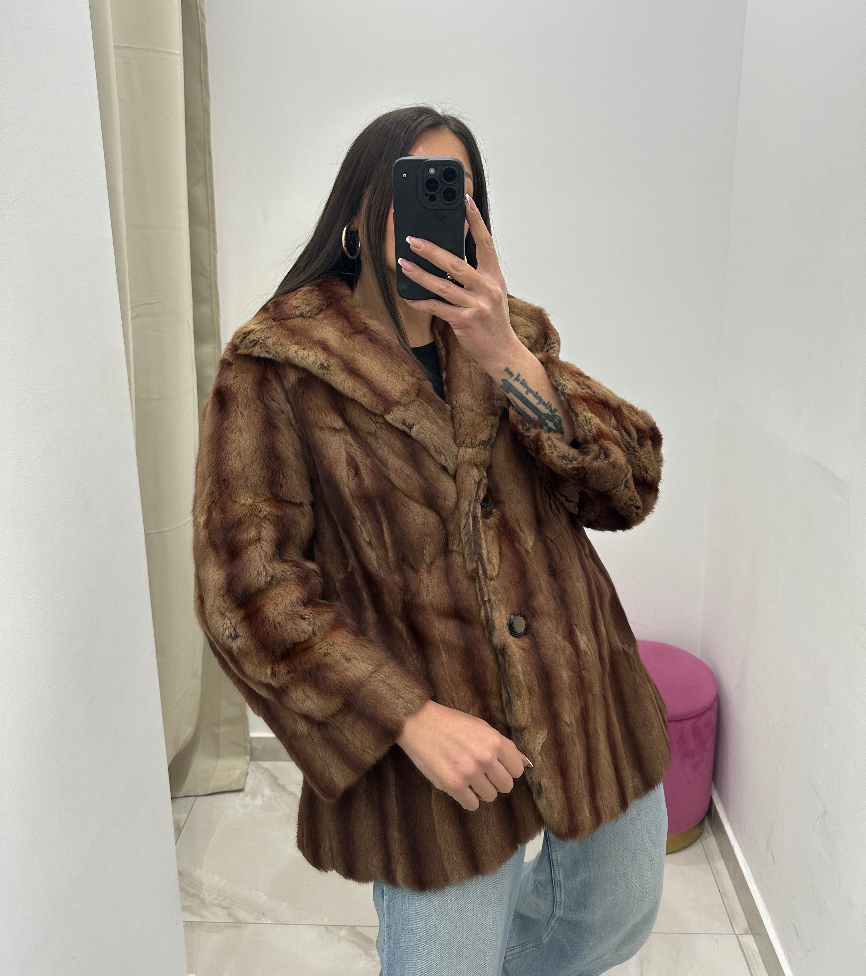 Pelliccia vera vintage bicolor