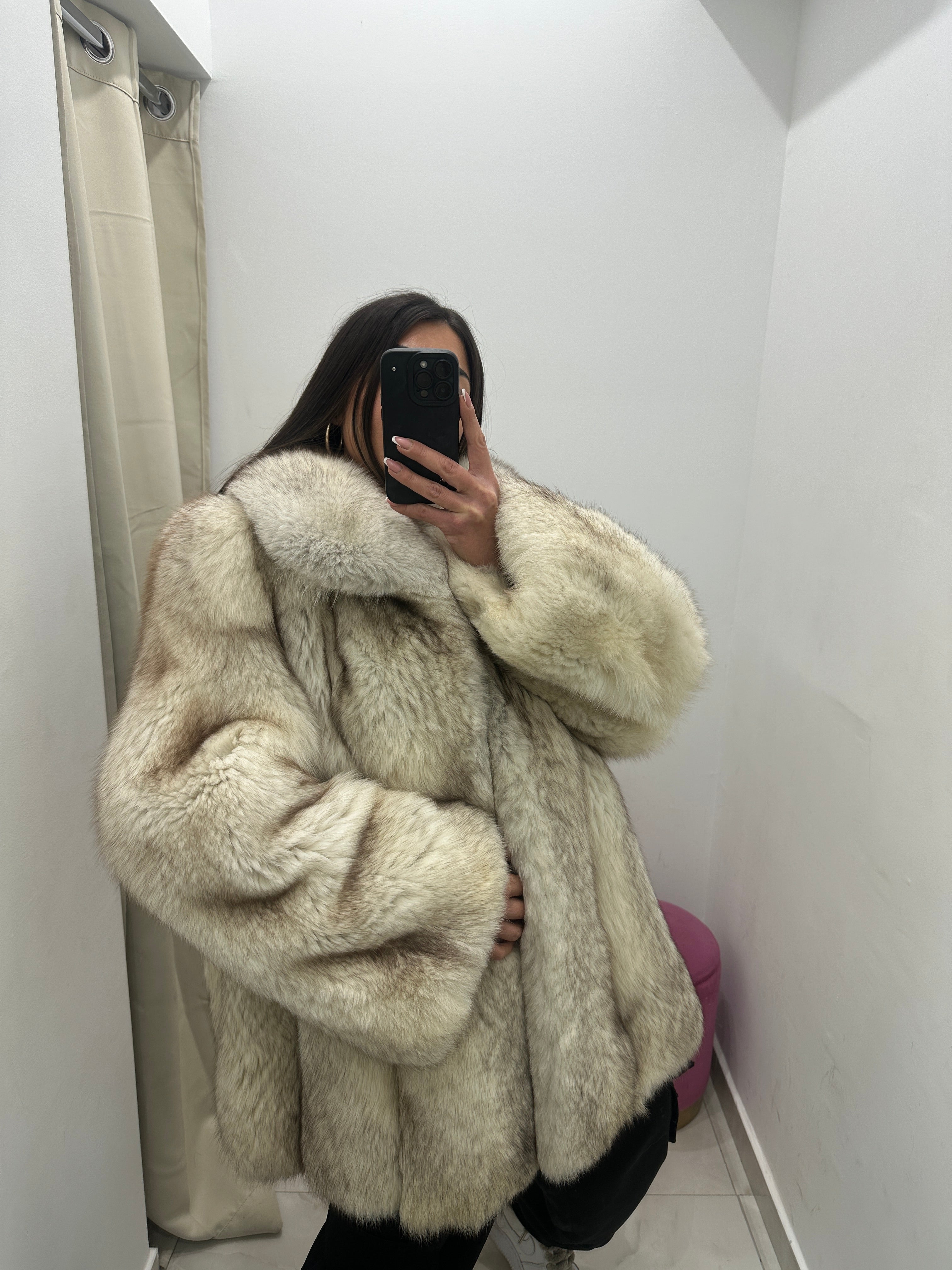 Pelliccia vera vintage volpe bianca