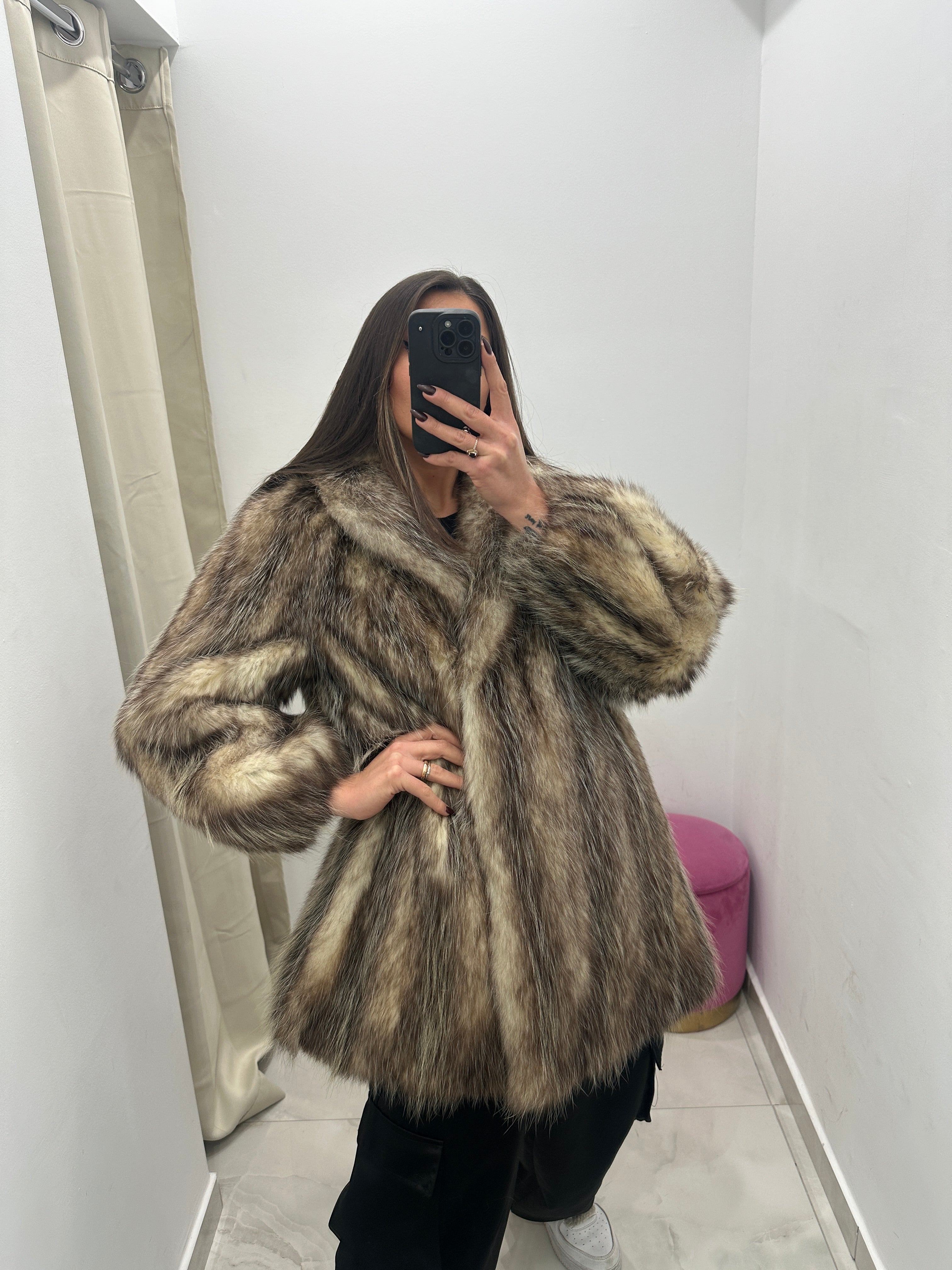 Pelliccia vera vintage bicolor