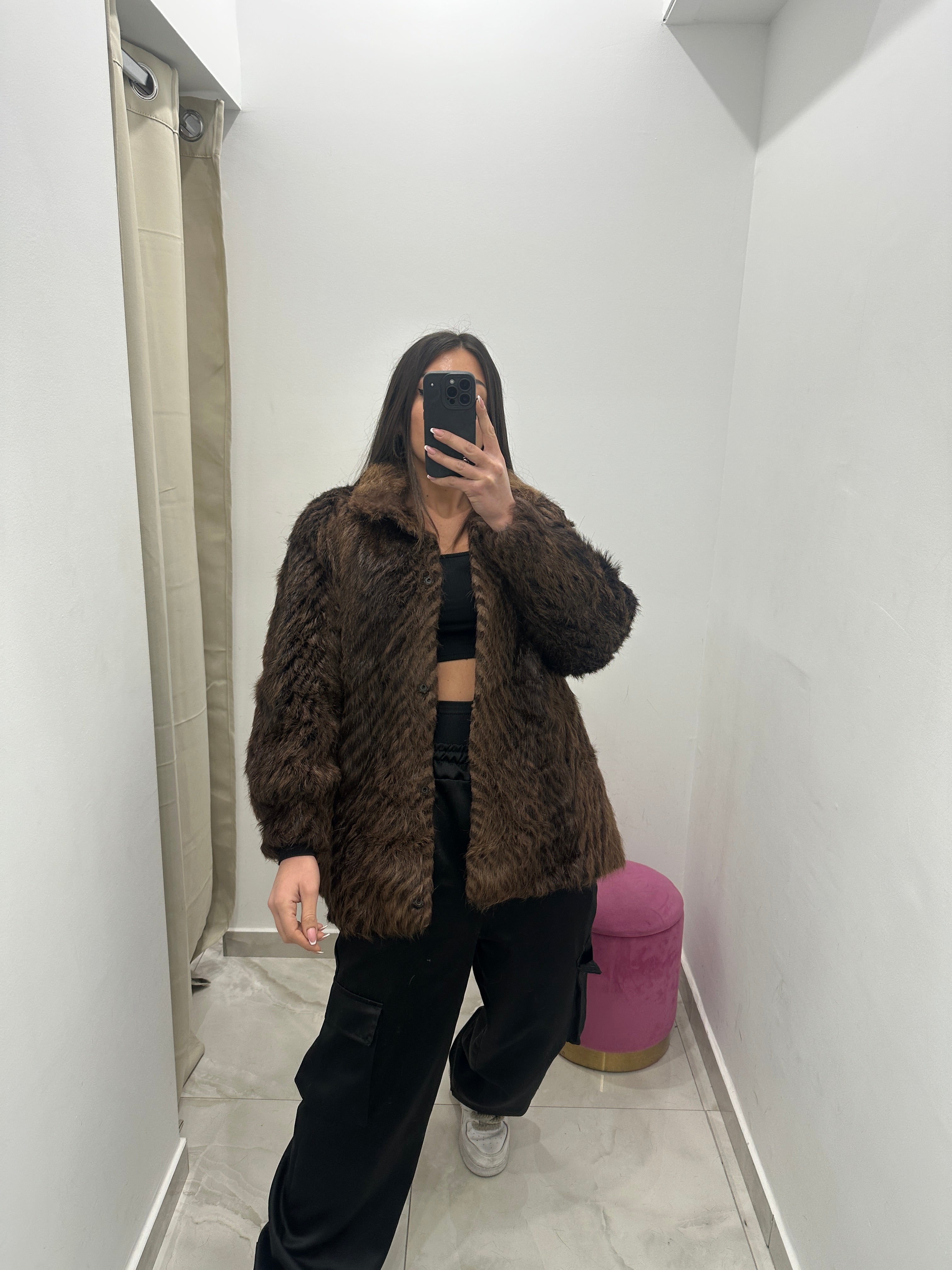 Pelliccia vera vintage bicolor