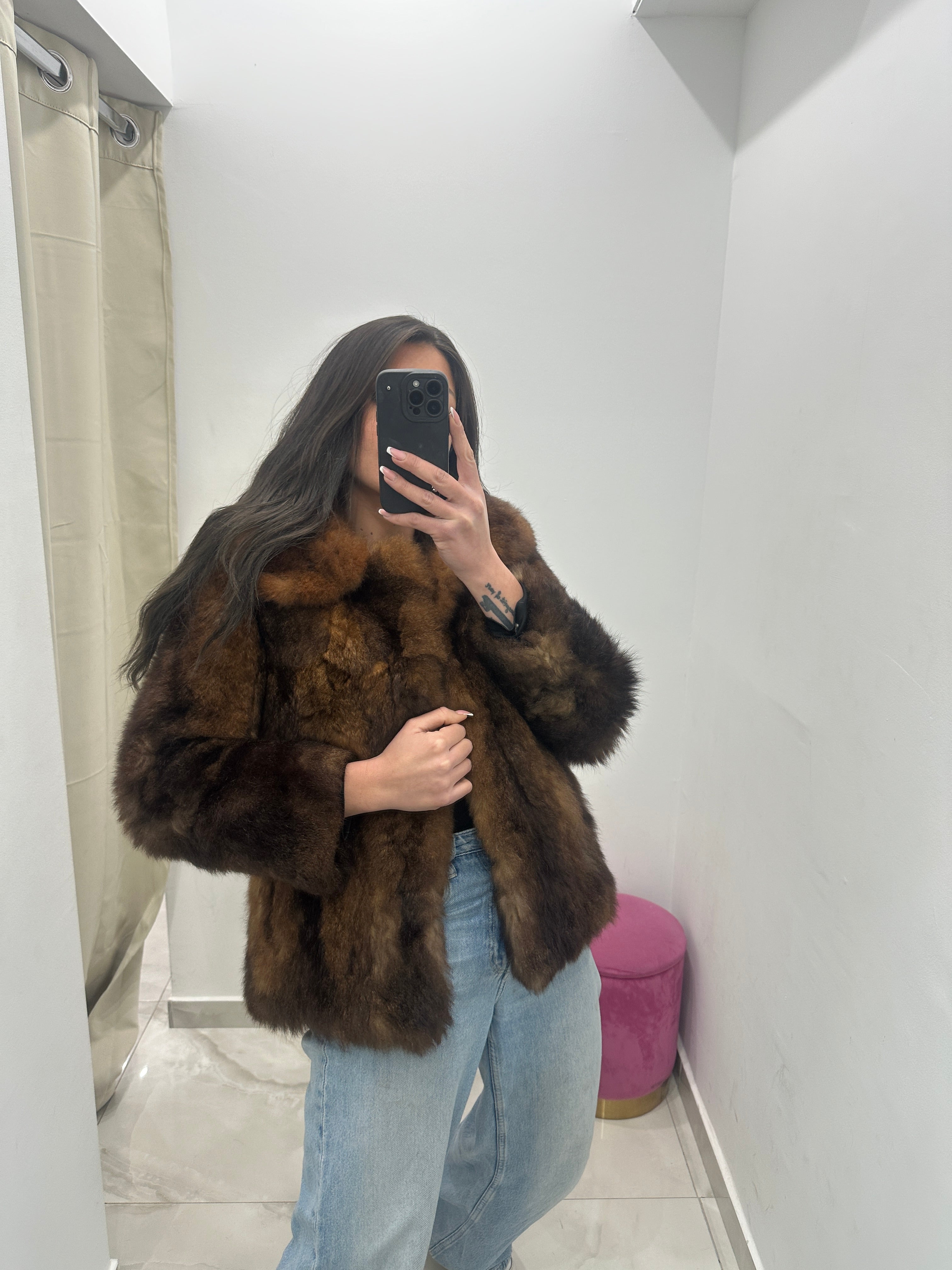 Pelliccia vera vintage bicolor