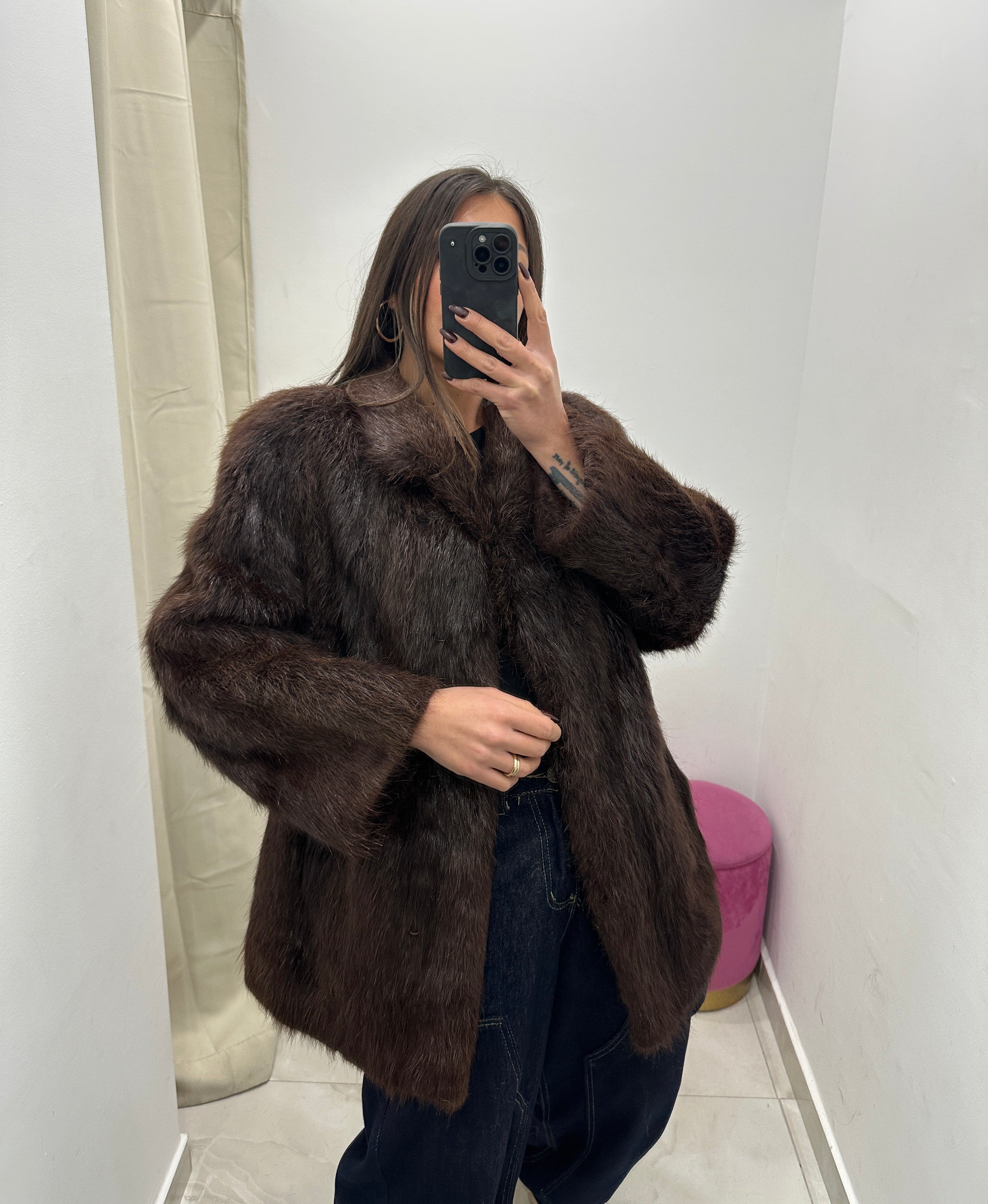 Pelliccia vera vintage marrone