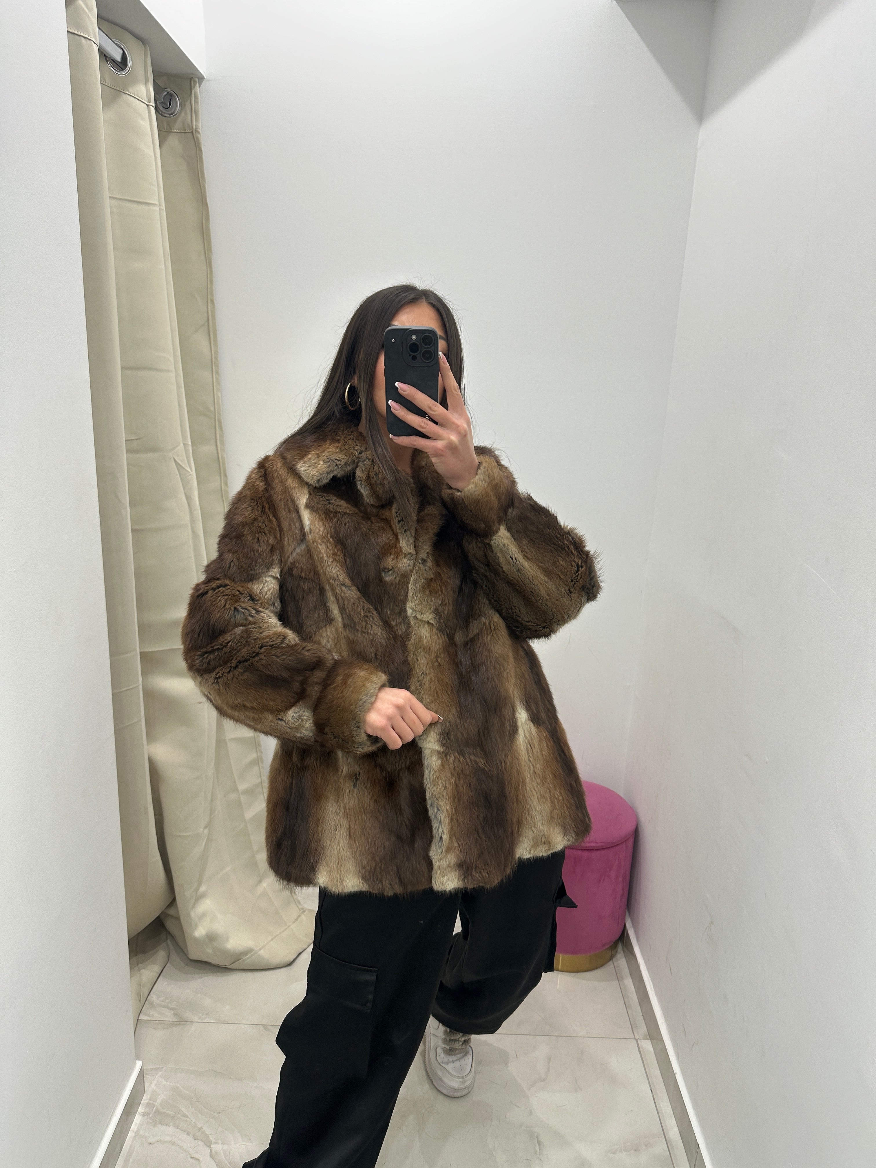 Pelliccia vera vintage bicolor