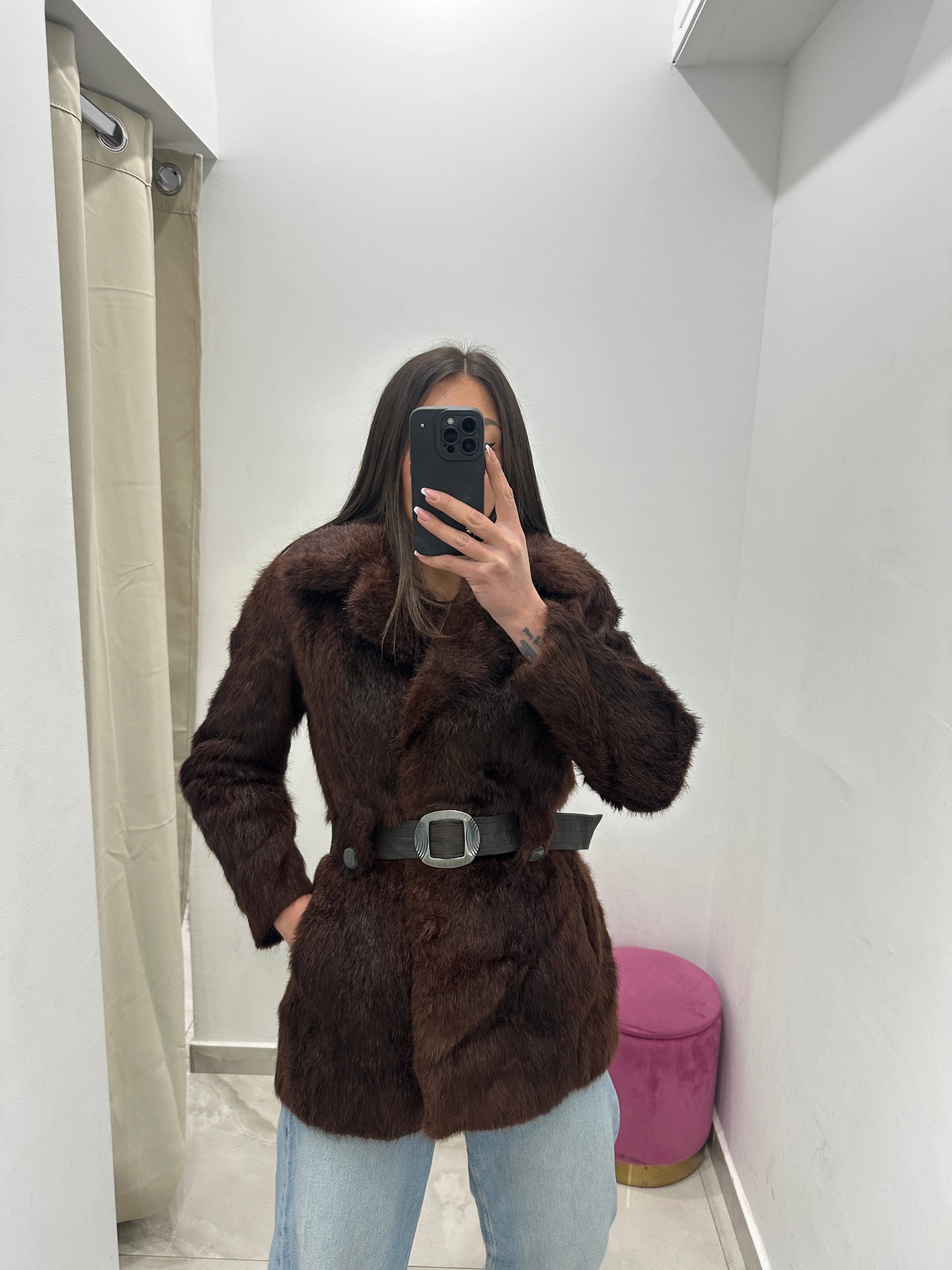 Pelliccia vera vintage marrone