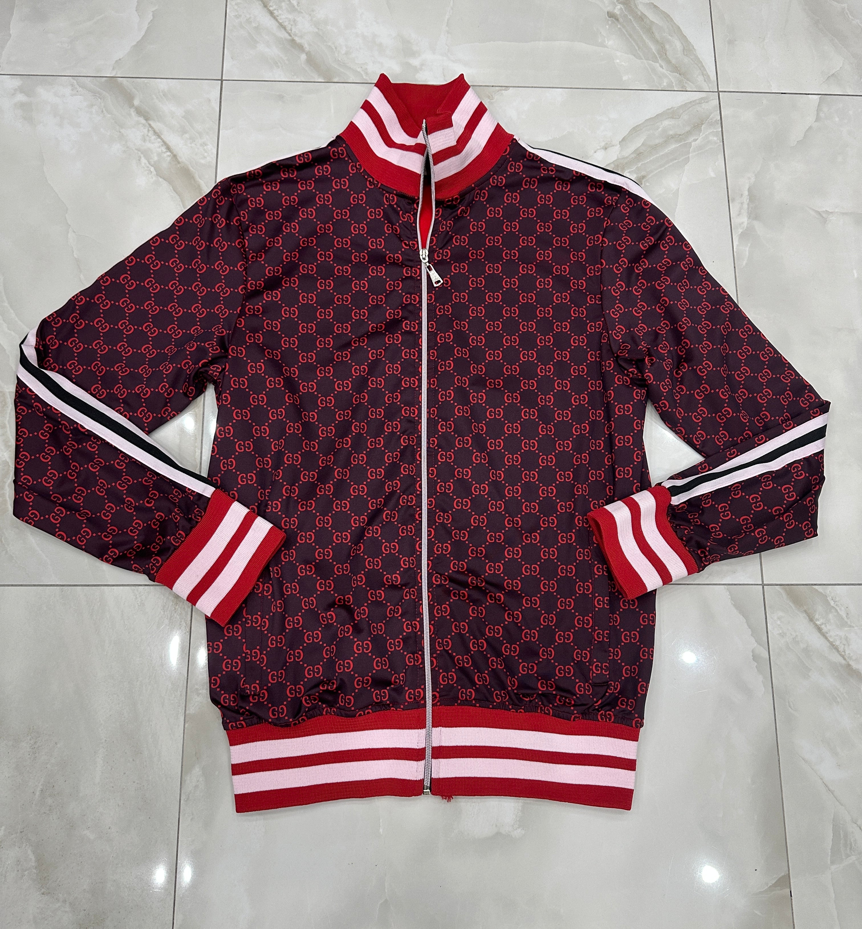 Felpa con zip vintage firmato rossa