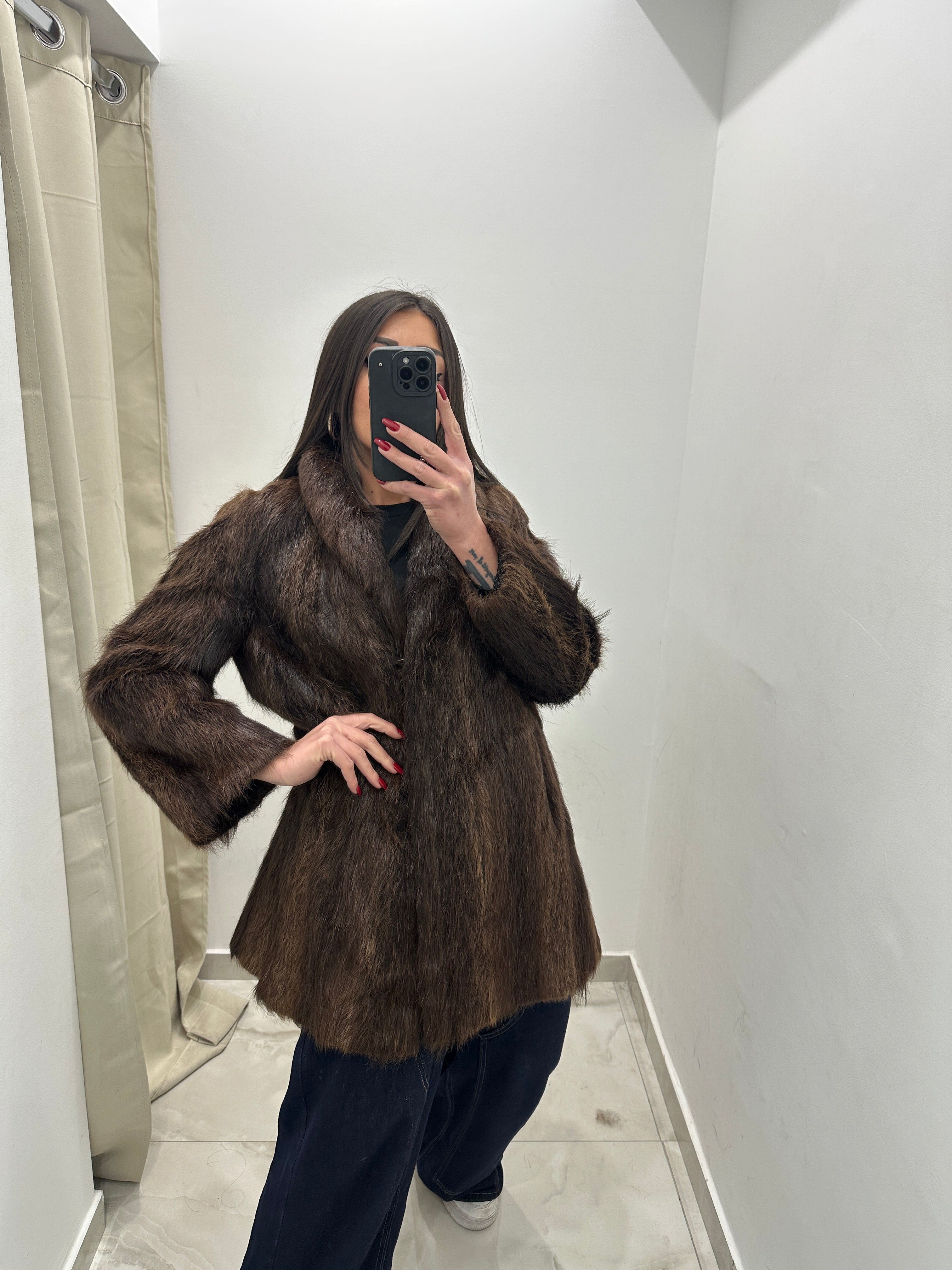 Pelliccia vera vintage marrone