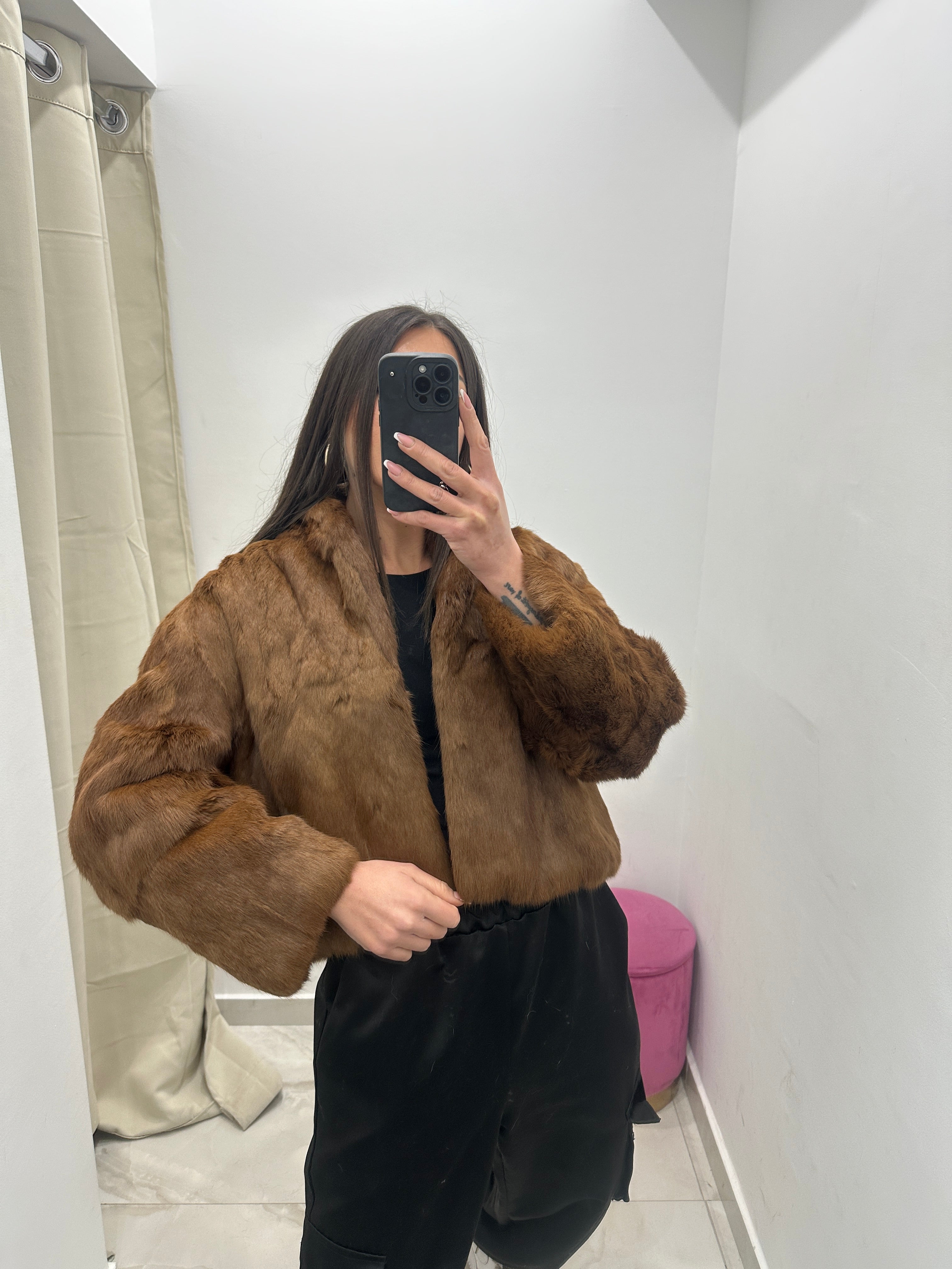 Pelliccia vera vintage miele