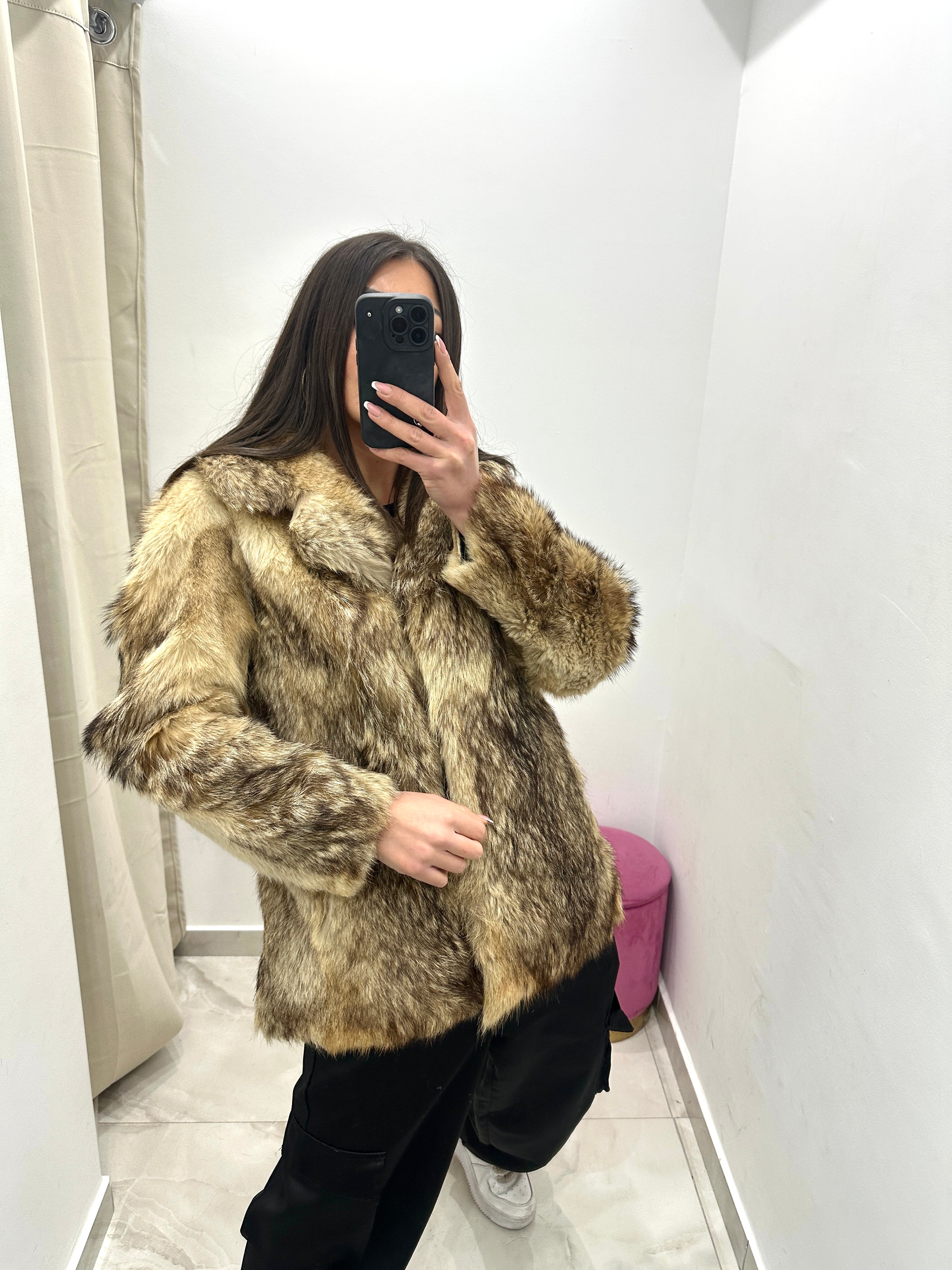 Pelliccia vera vintage bicolor