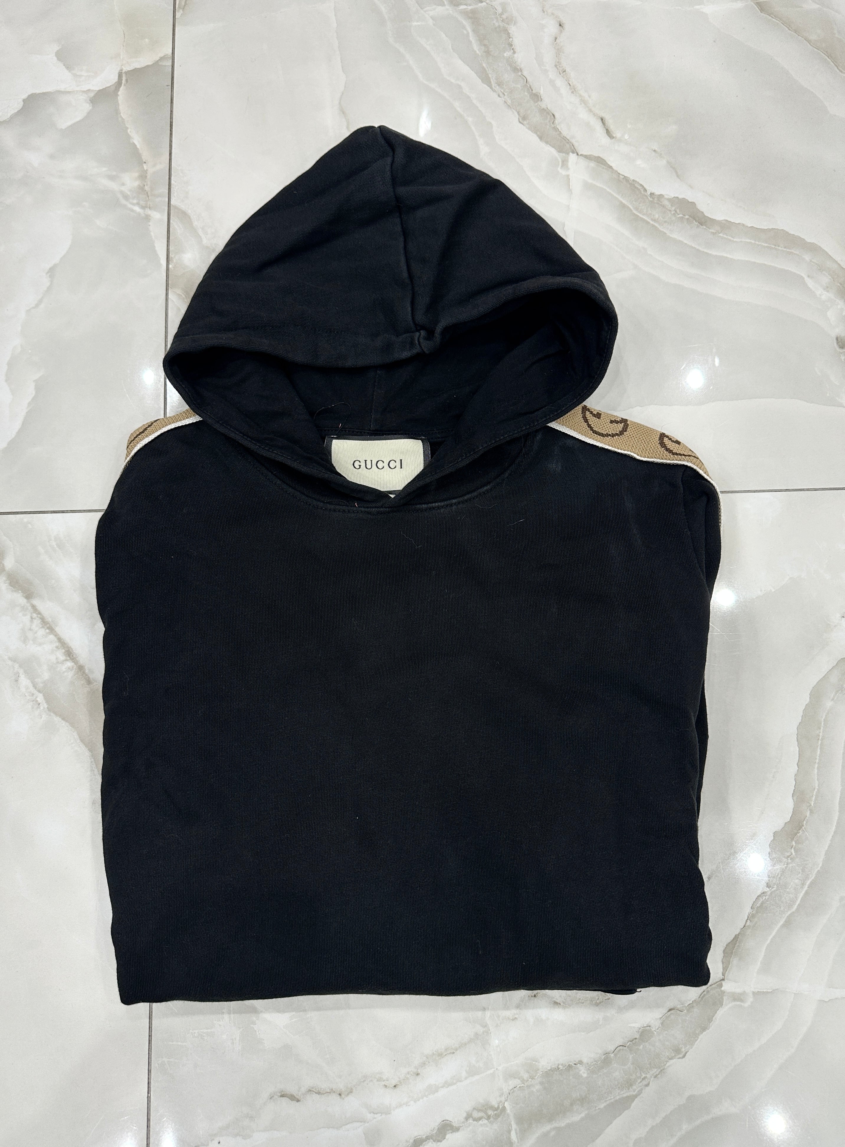 Felpa vintage firmato nero con cappuccio