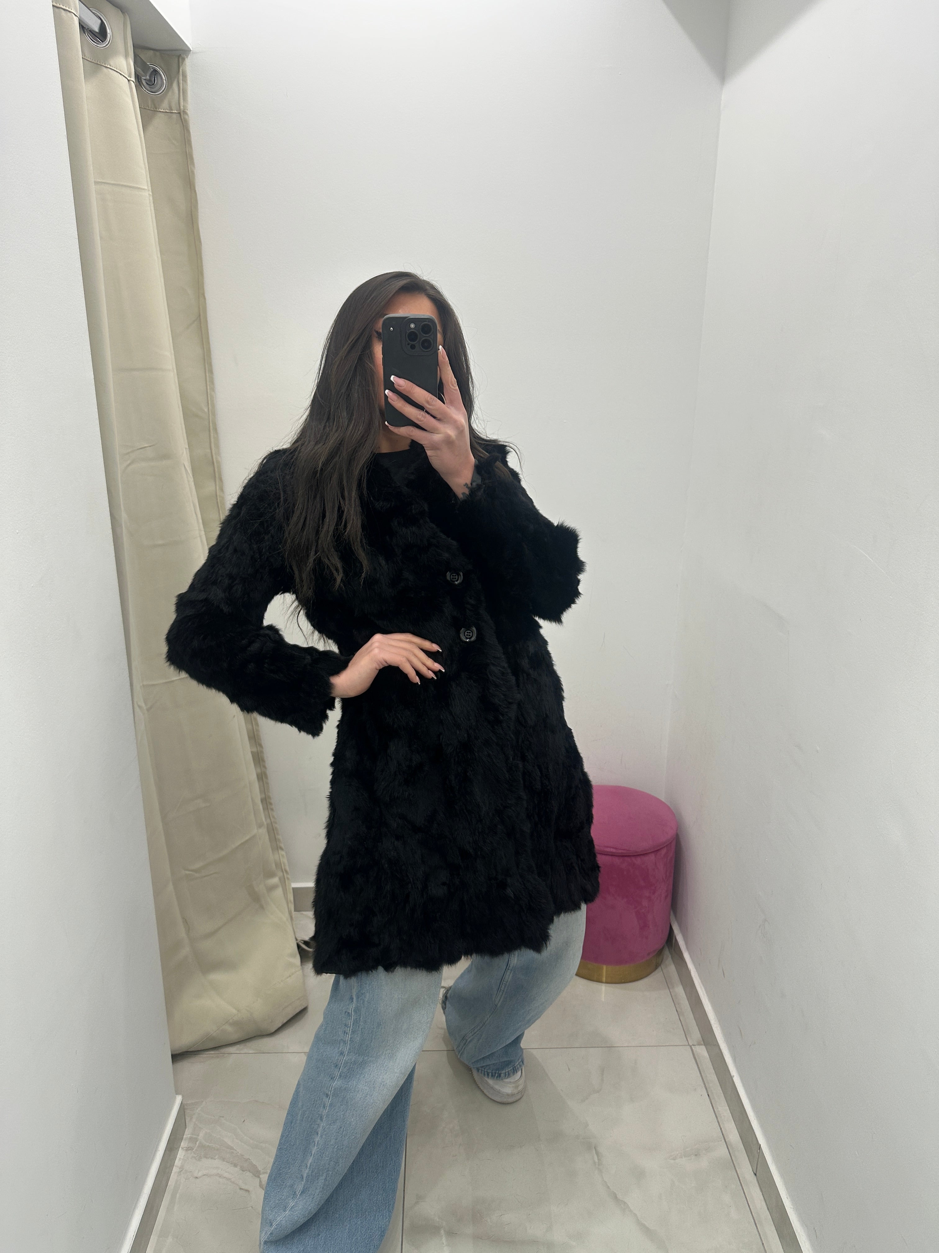 Pelliccia vera vintage nera