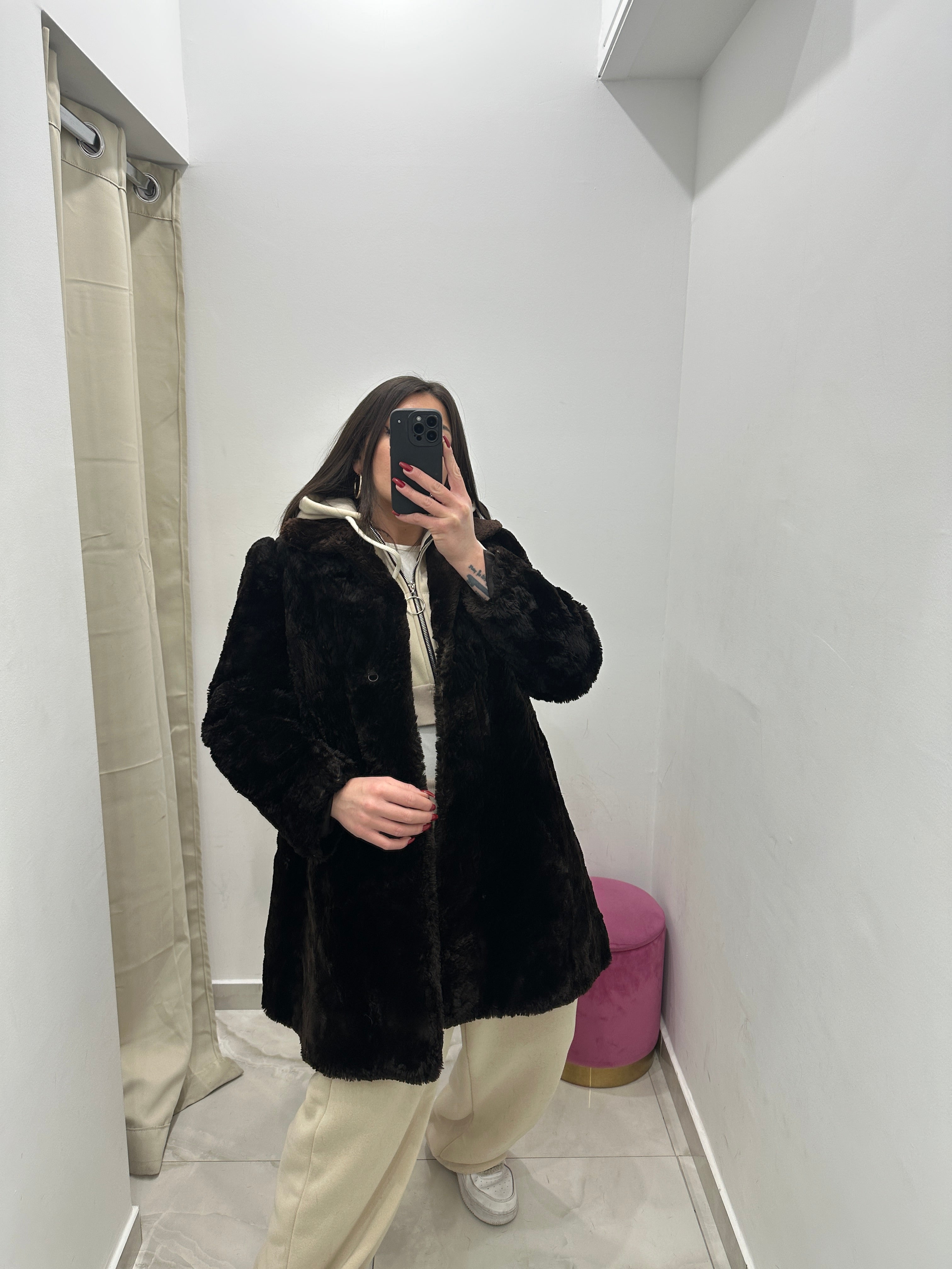 Pelliccia vera vintage marrone scuro