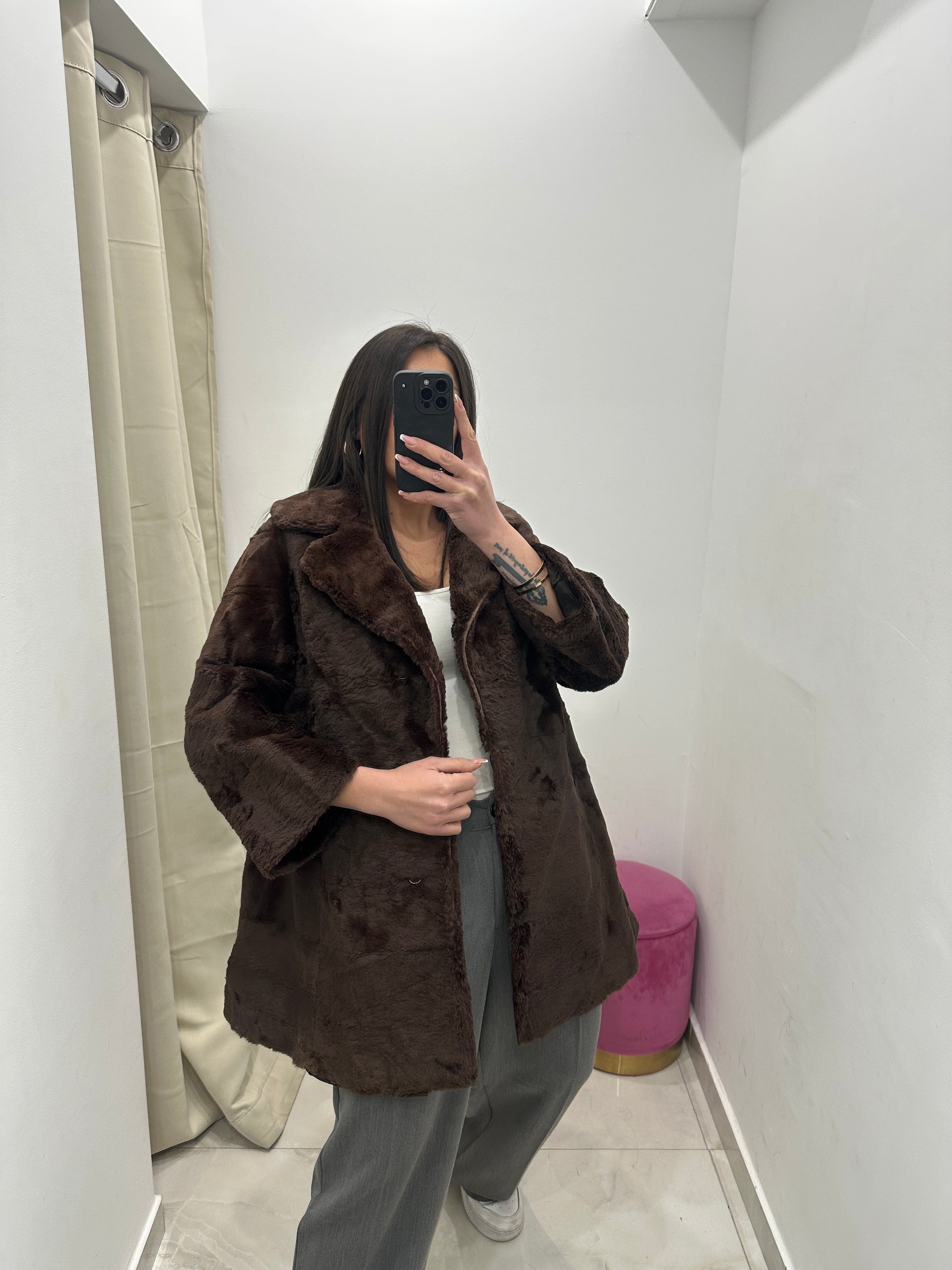 Pelliccia vera vintage in promo marrone scuro