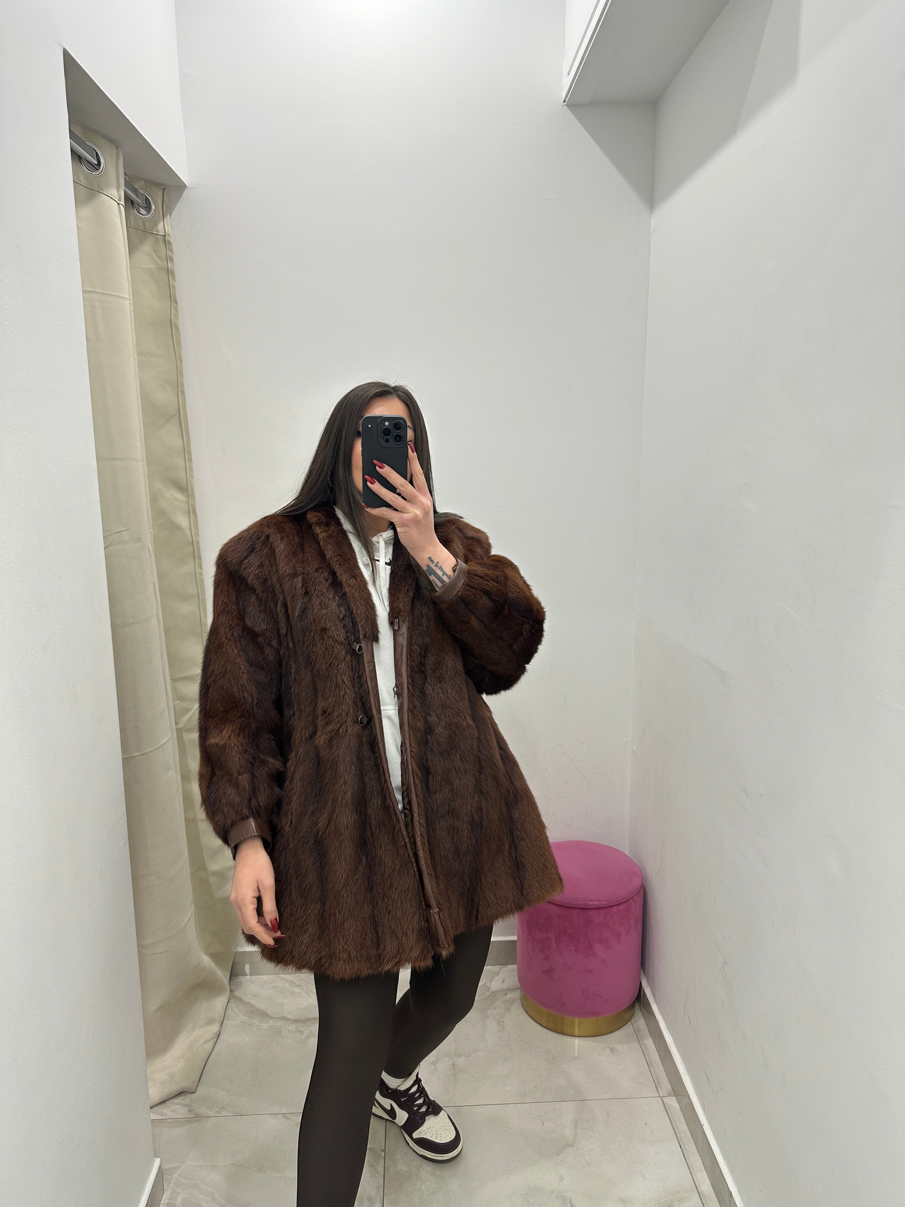 Pelliccia vera vintage marrone