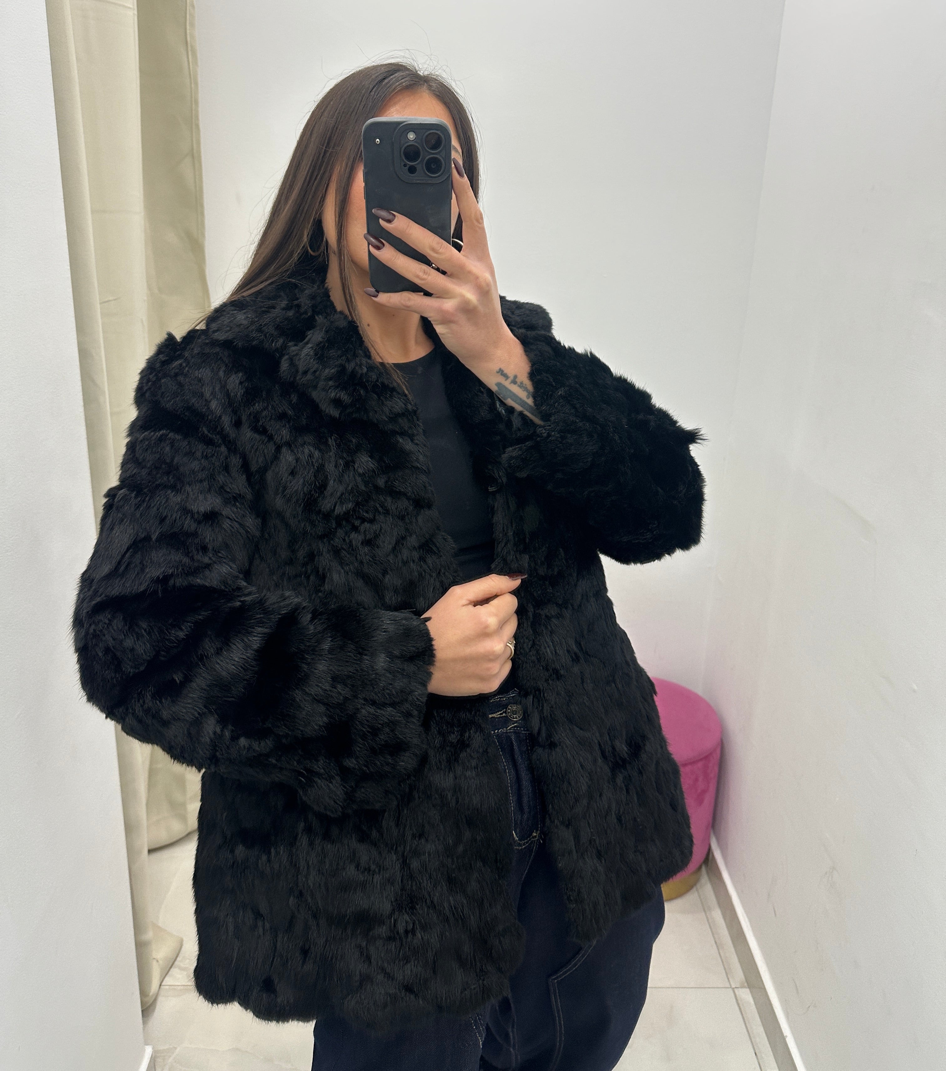 Pelliccia vera vintage nera