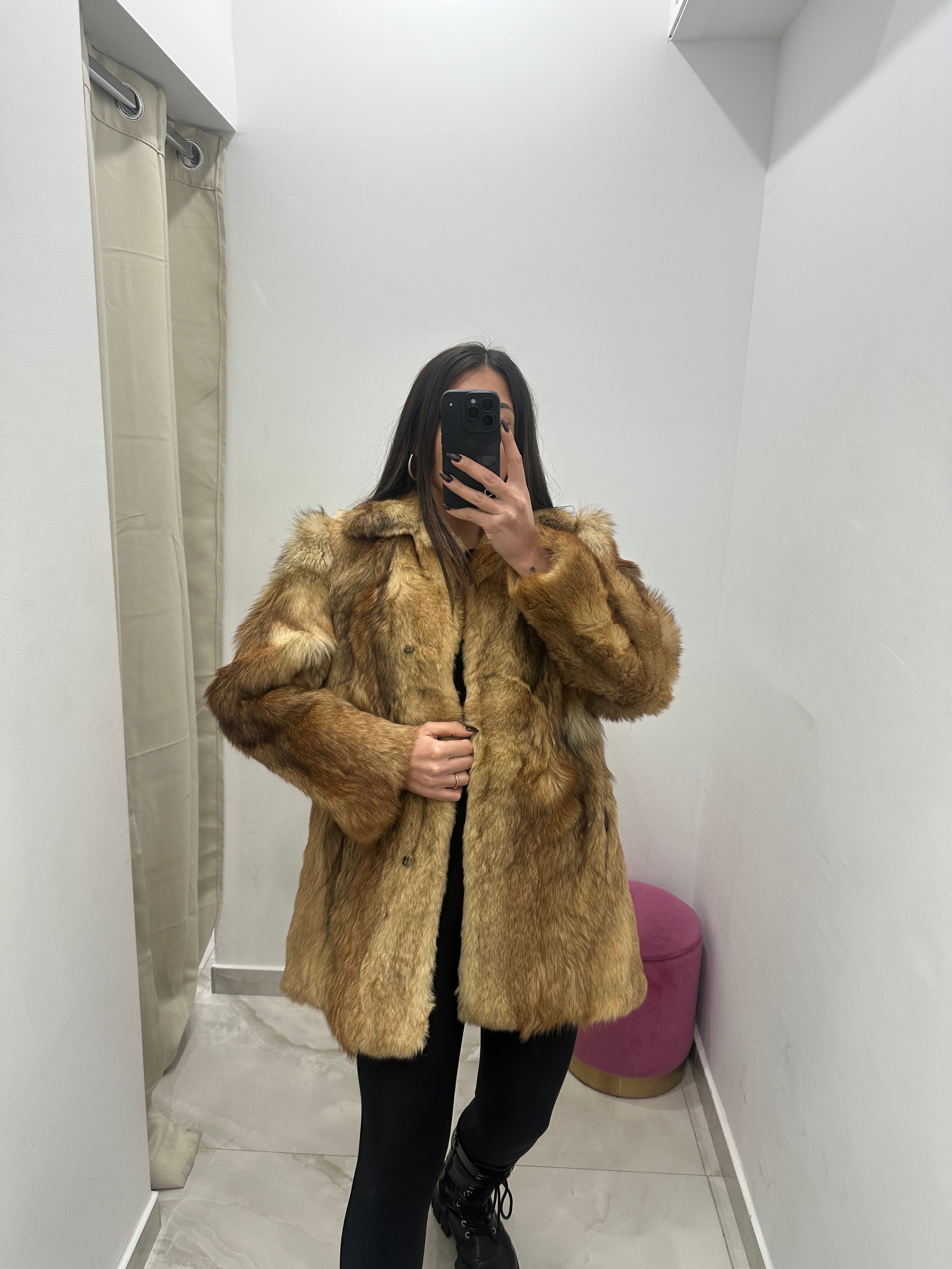 Pelliccia vera vintage miele