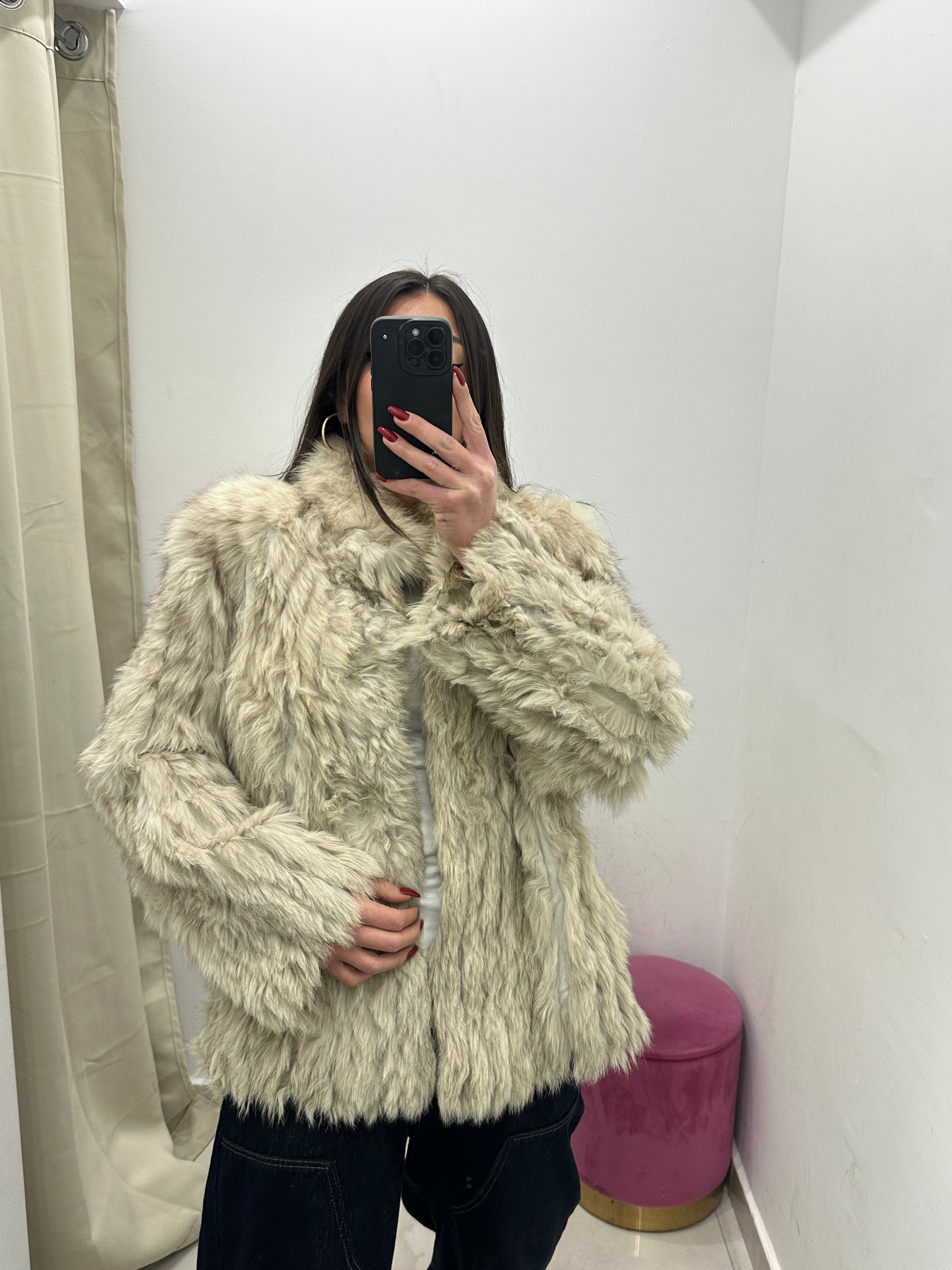Pelliccia vera vintage bianca