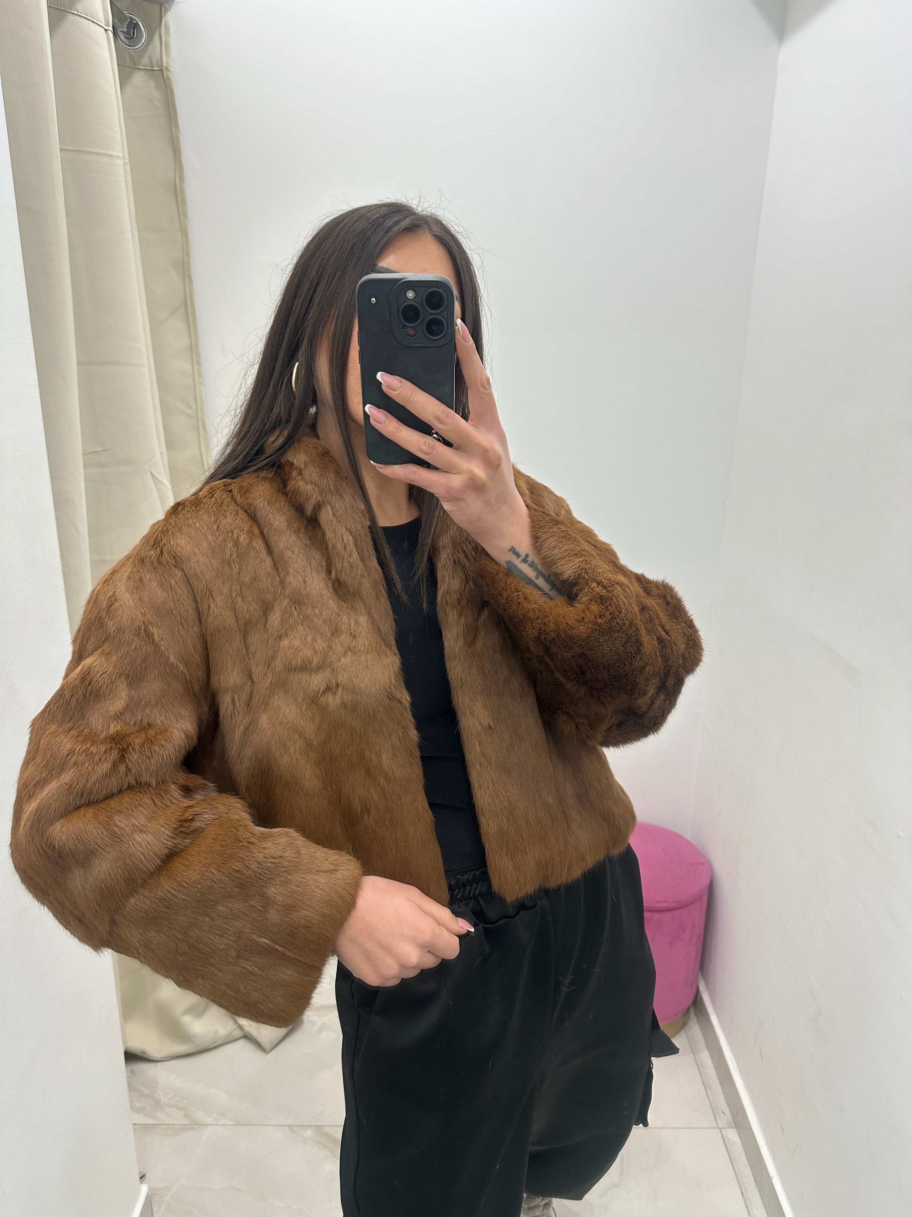 Pelliccia vera vintage miele