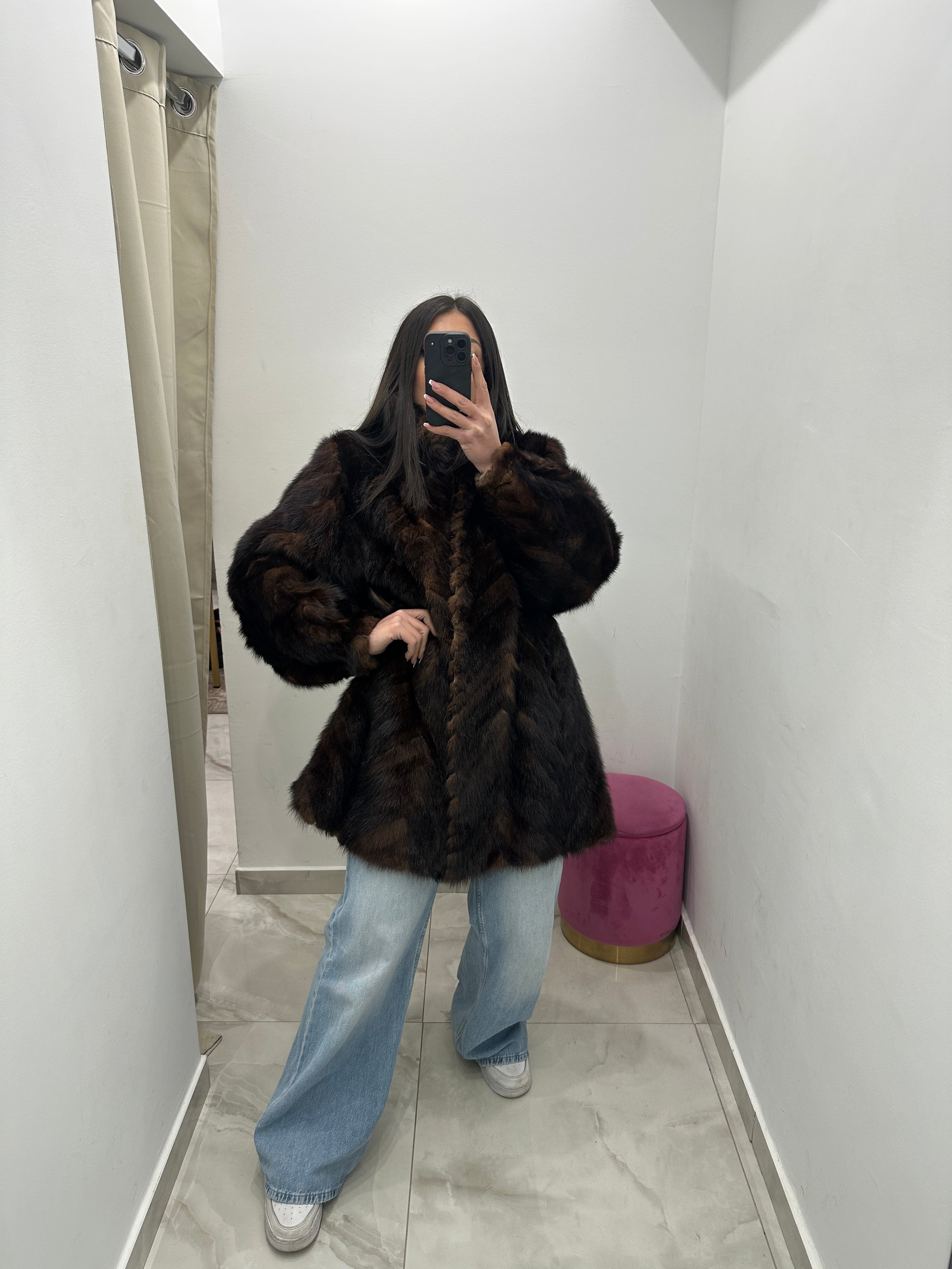 Pelliccia vera vintage marrone