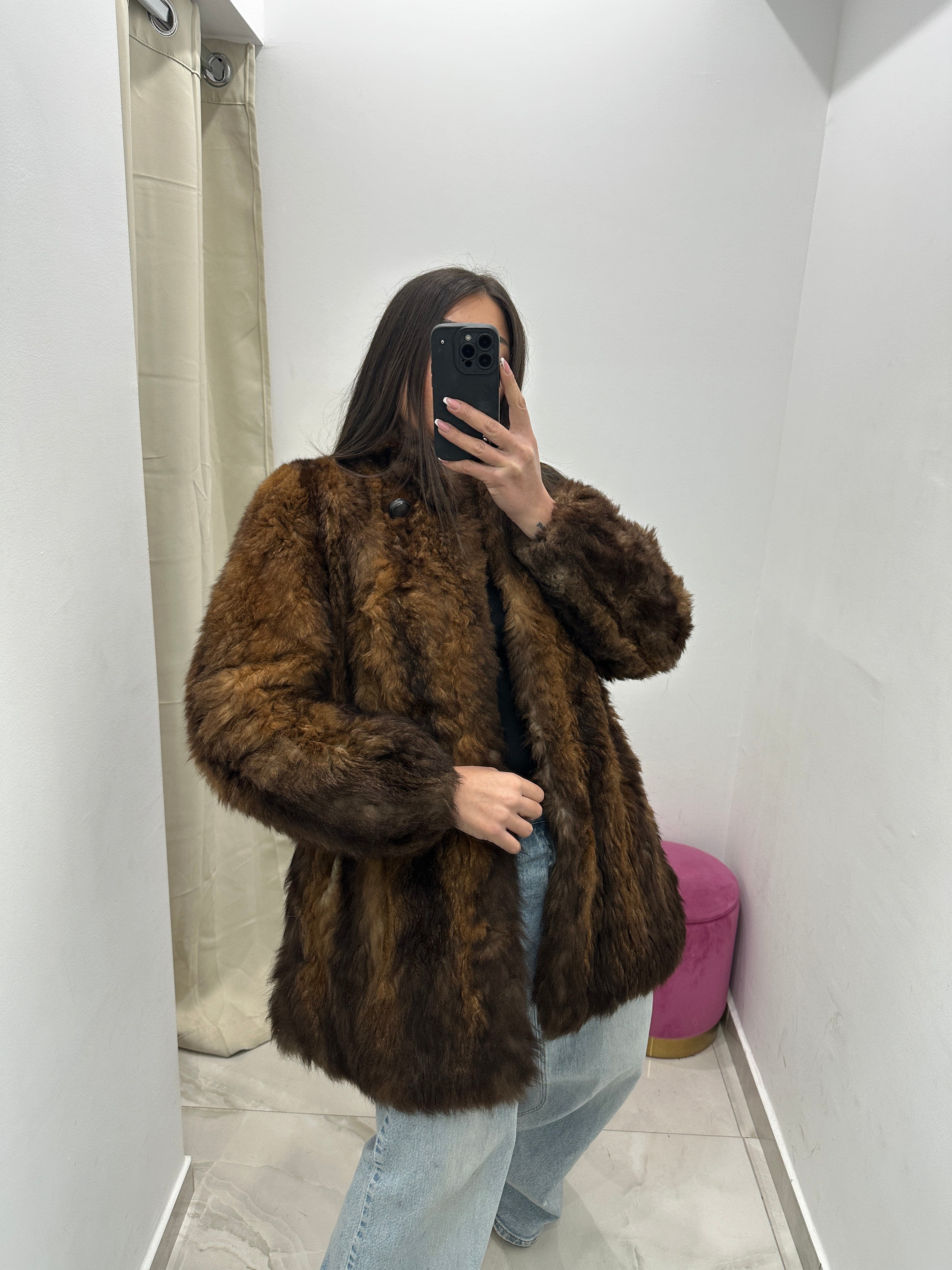 Pelliccia vera vintage bicolor