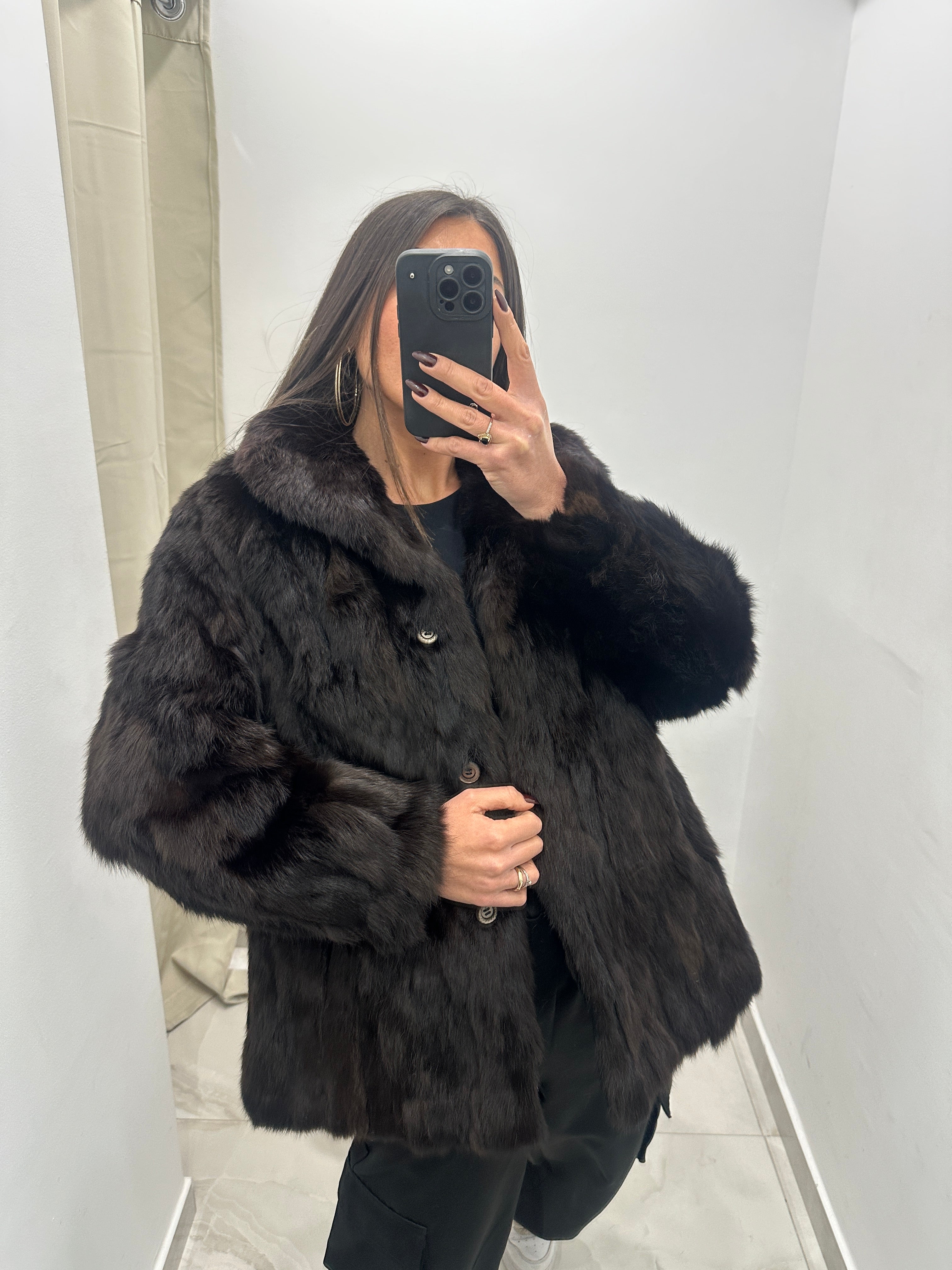 Pelliccia vera vintage marrone scuro