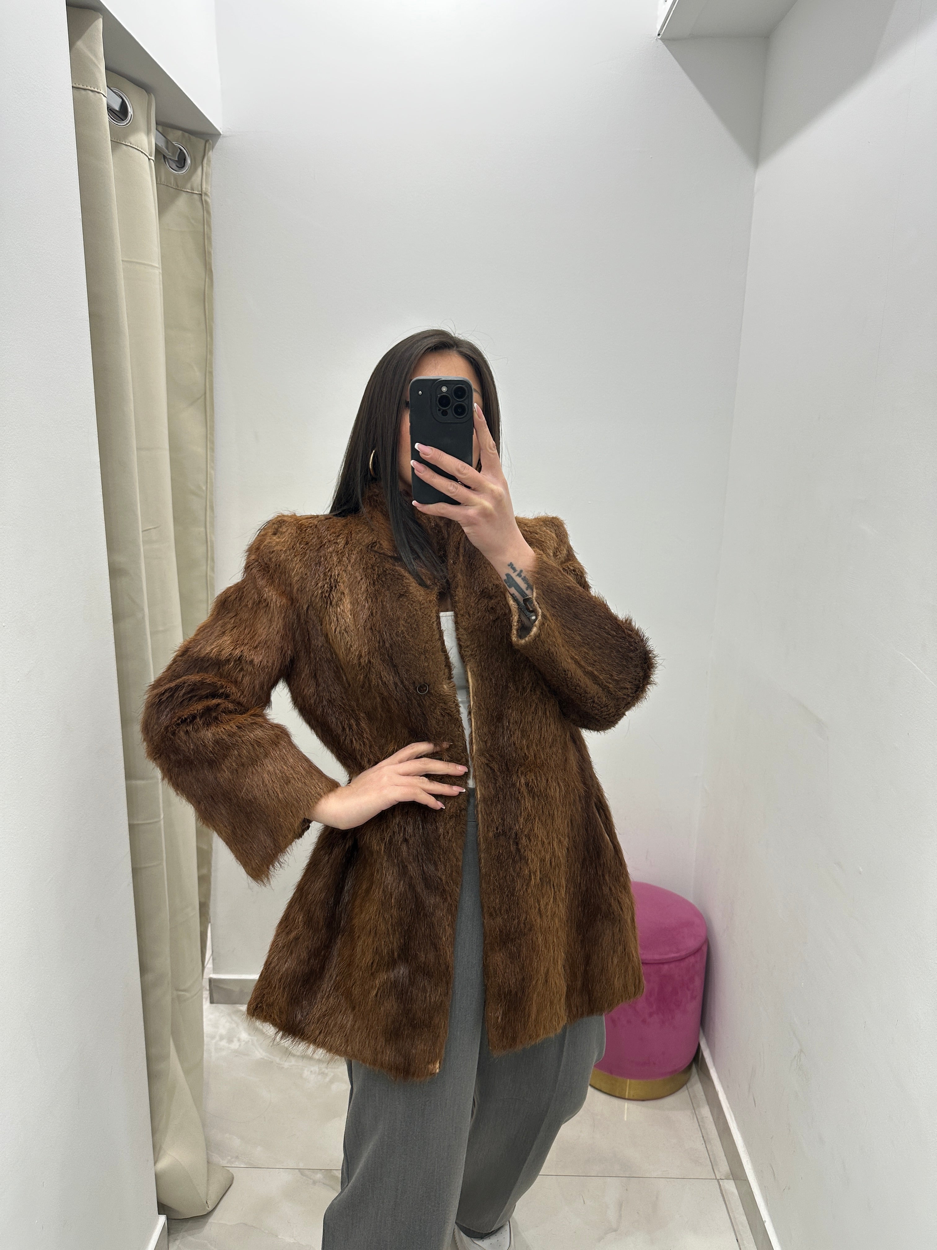 Pelliccia vera vintage in promo marrone