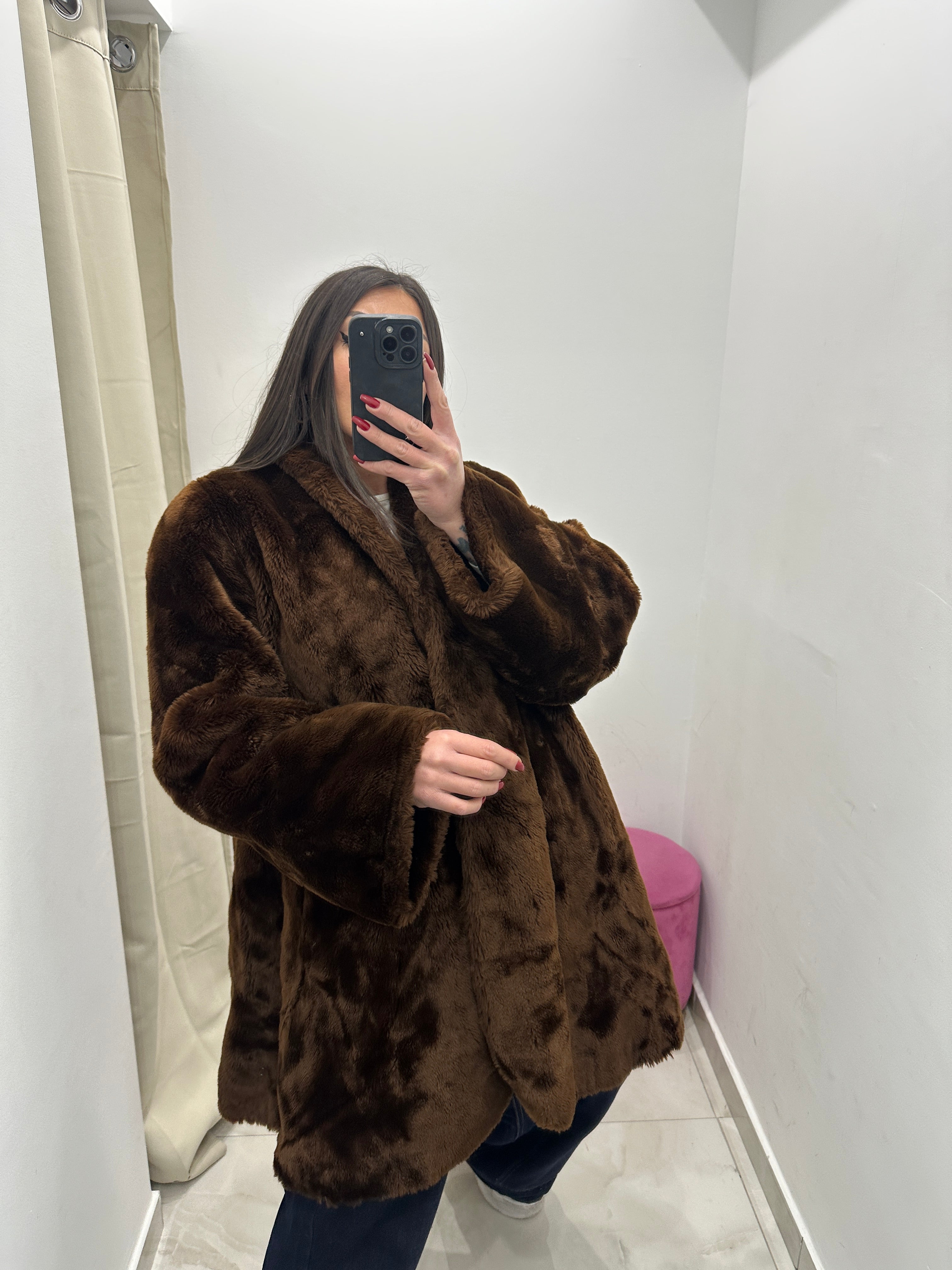 Pelliccia ecologica vintage marrone