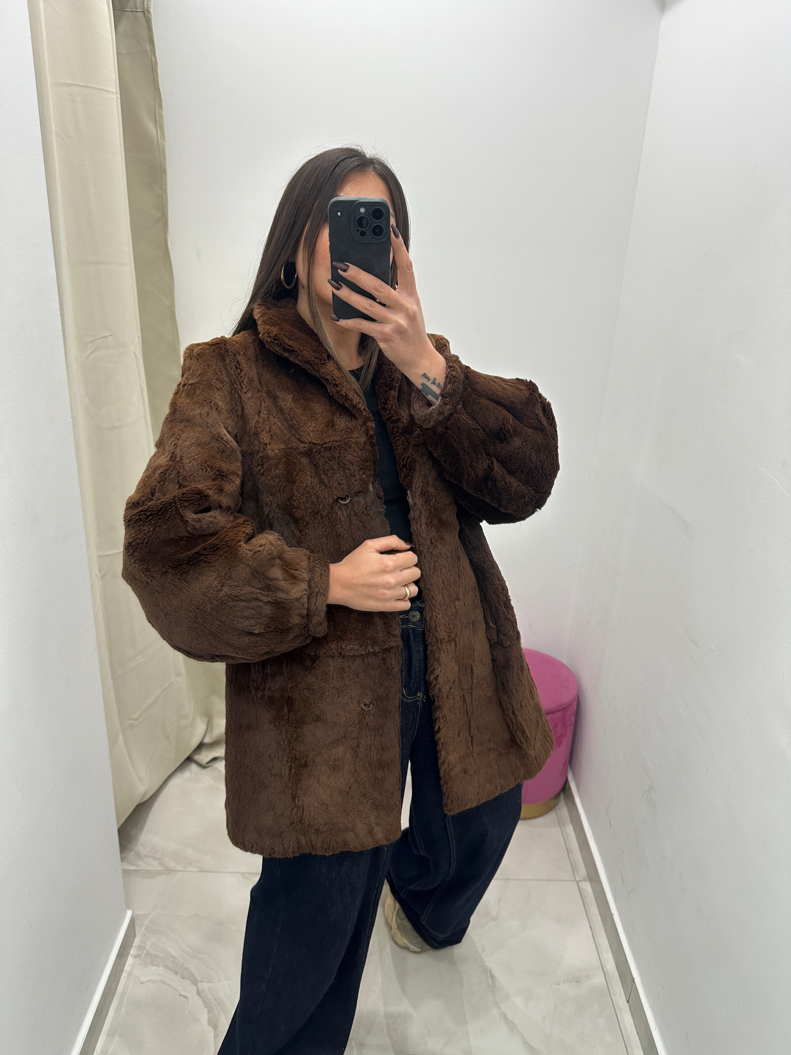 Pelliccia vera vintage marrone